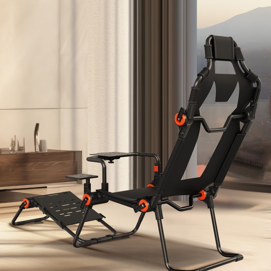 image:imageVEVOR Racing Wheel Stand Foldable Fit for Mainstream Brands Carbon Steel Driving Simulator Cockpit Adjustable Pedal amp DualMode SeatingFit Most Steering Wheels and Pedals