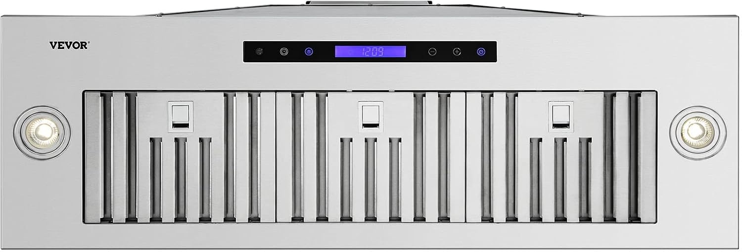 image:imageVEVOR Range Hood Insert 30 Inch Builtin Kitchen Vent Hood 800CFM Stainless Steel Stove Hood with Gesture amp Touch Control LED Light Baffle Filters 4Speed Exhaust Fan DuctedDuctless Convertible4Speed Touch Remote Control 36 Inch900 CFM