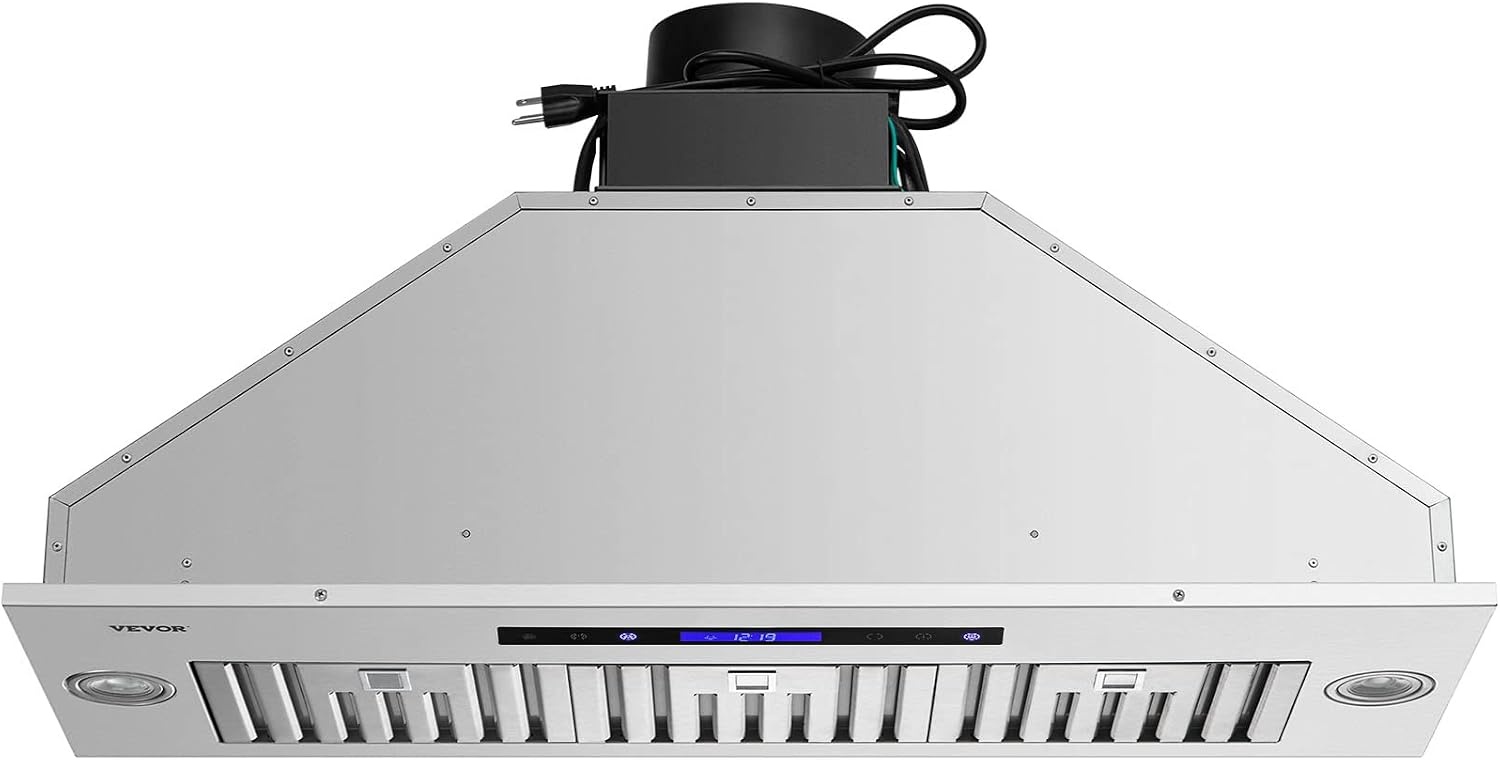 image:imageVEVOR Range Hood Insert 30 Inch Builtin Kitchen Vent Hood 800CFM Stainless Steel Stove Hood with Gesture amp Touch Control LED Light Baffle Filters 4Speed Exhaust Fan DuctedDuctless Convertible4Speed Touch Remote Control 36 Inch900 CFM
