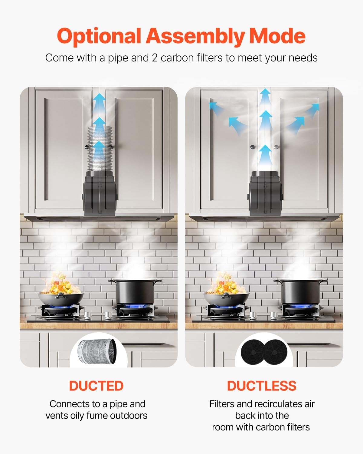 image:imageVEVOR Range Hood Insert 30 Inch Builtin Kitchen Vent Hood 800CFM Stainless Steel Stove Hood with Gesture amp Touch Control LED Light Baffle Filters 4Speed Exhaust Fan DuctedDuctless Convertible4Speed Gesture Touch Control 30 Inch800 CFM