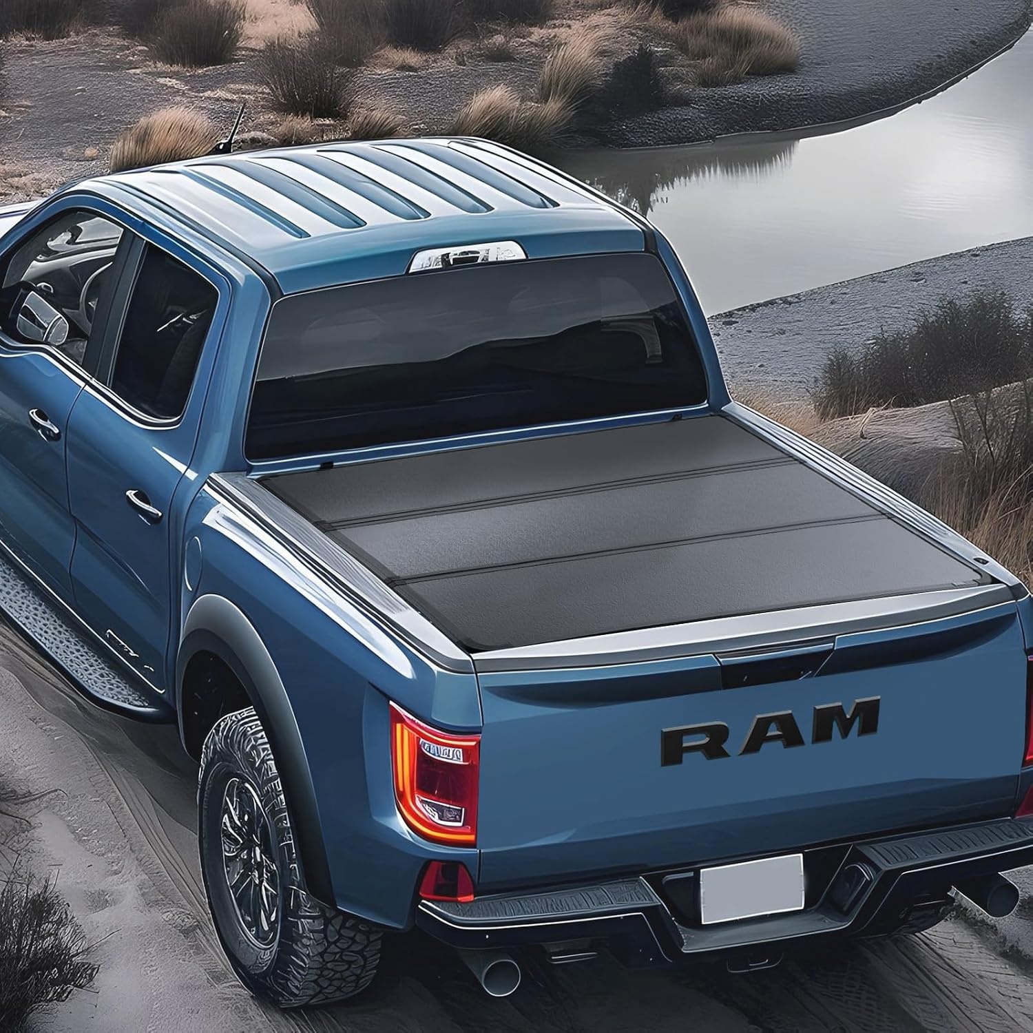image:imageVEVOR Retractable Tonneau Cover 57 ft Hard Retractable Tonneau Cover with Builtin Drainage Pipe for 20212024 Dodge Ram 1500 Crew Cab Customized Design with DoubleLock amp TSlotHard Trifold