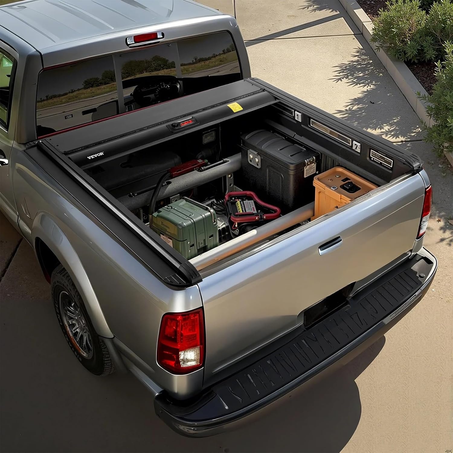 image:imageVEVOR Retractable Tonneau Cover 57 ft Hard Retractable Tonneau Cover with Builtin Drainage Pipe for 20212024 Dodge Ram 1500 Crew Cab Customized Design with DoubleLock amp TSlotHard Automatic Retract