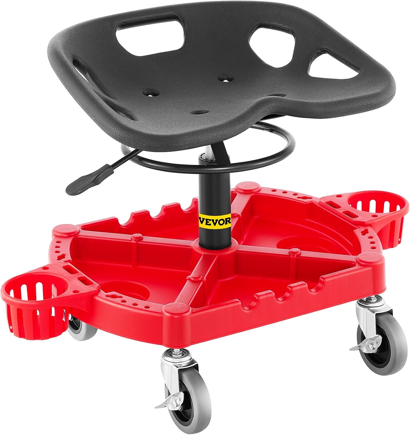image:imageVEVOR Rolling Garage Stool 300LBS Capacity Adjustable Height from 24 in to 287 in Mechanic Seat with 360degree Swivel Wheels and Tool Tray for Workshop Auto Repair Shop Yellow Leather Mechanic Garage Seat with 360Degree Swivel Wheels and Tool Tray for Workshop Auto Repair Shop Home Use YellowRed