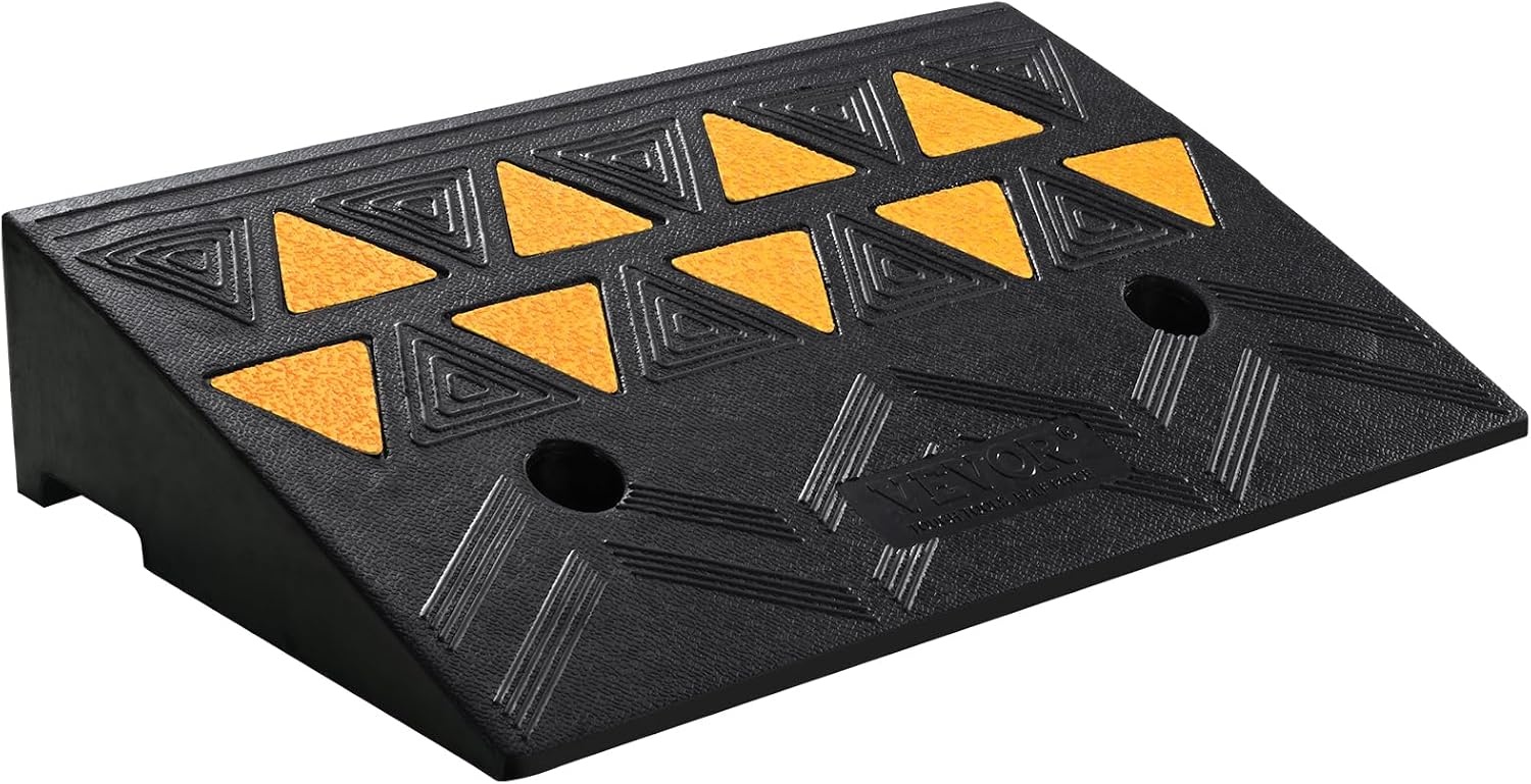 image:imageVEVOR Rubber Curb Ramp 425 Rise Height 118 Width 197 Length Driveway Ramp for Curb 15T Heavy Duty for Forklifts Trucks Buses Cars Wheelchairs Bikes425 H x 197 L