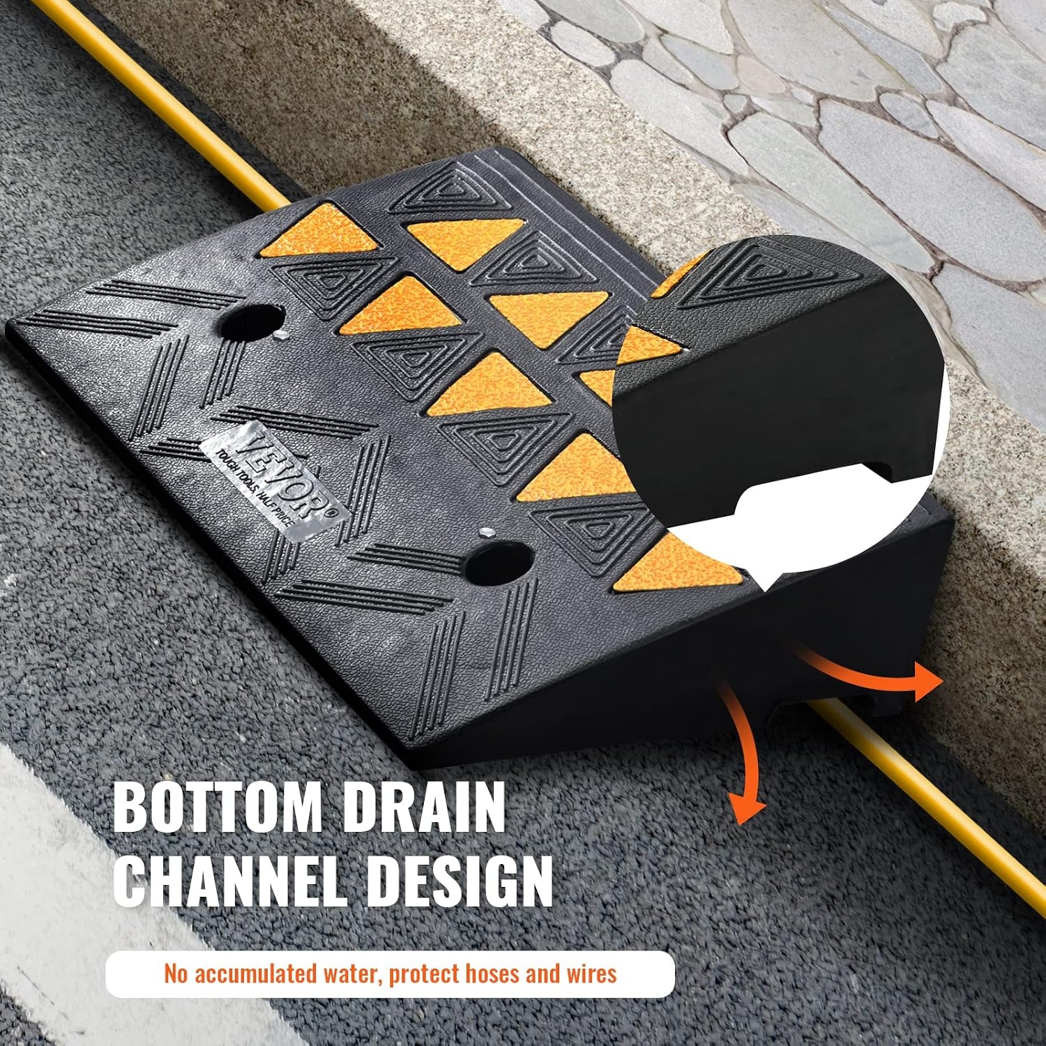 image:imageVEVOR Rubber Curb Ramp 425 Rise Height 118 Width 197 Length Driveway Ramp for Curb 15T Heavy Duty for Forklifts Trucks Buses Cars Wheelchairs Bikes425 H x 197 L