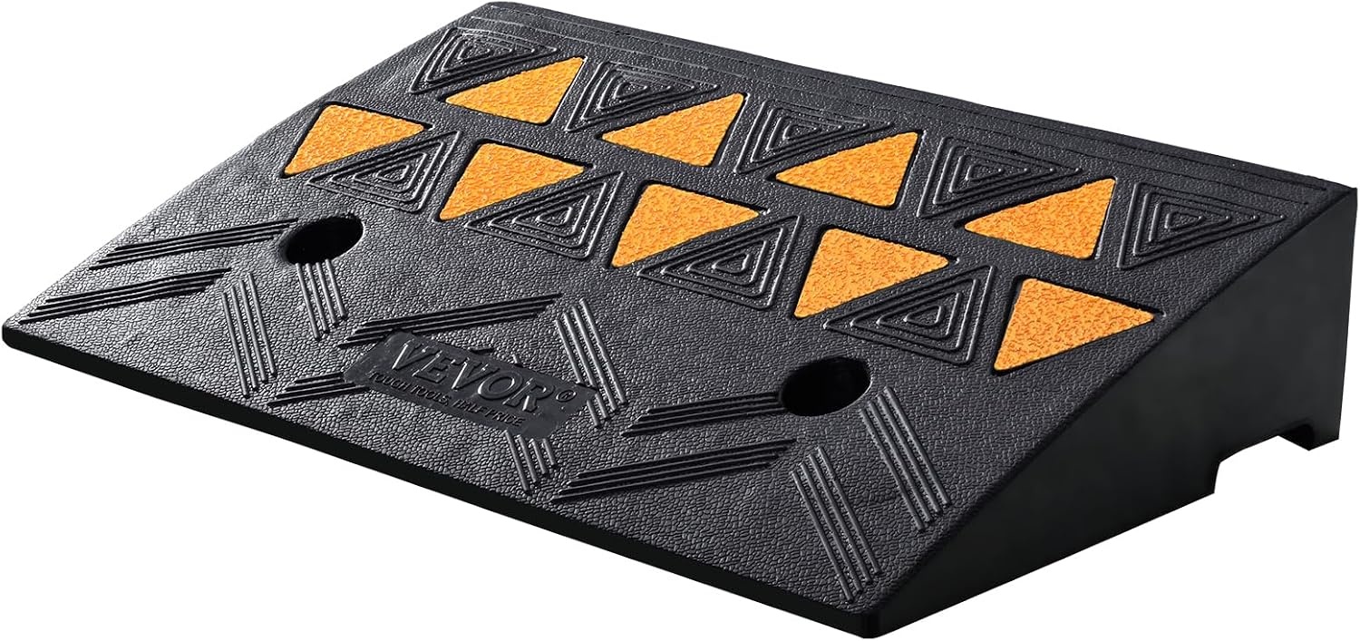 image:imageVEVOR Rubber Curb Ramp 425 Rise Height 118 Width 197 Length Driveway Ramp for Curb 15T Heavy Duty for Forklifts Trucks Buses Cars Wheelchairs Bikes425 H x 197 L