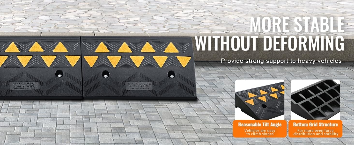 image:imageVEVOR Rubber Curb Ramp 5 Rise Height 2 Pack HeavyDuty 33069 lbs15 T Capacity Threshold Ramps Rubber Driveway Ramps for Cars Carts Dollies Motorcycle Bikes Wheelchairs43 H
