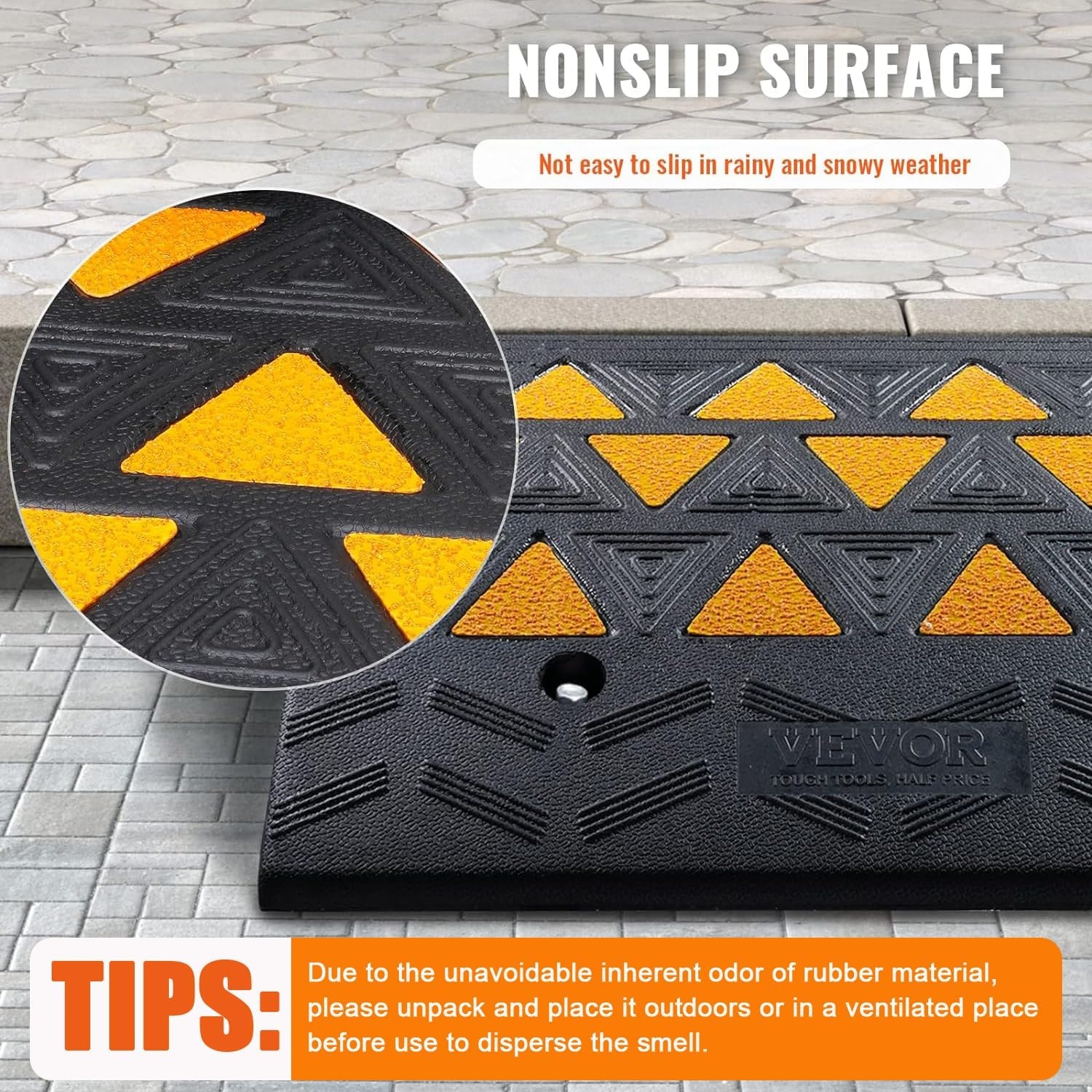 image:imageVEVOR Rubber Curb Ramp 5 Rise Height 2 Pack HeavyDuty 33069 lbs15 T Capacity Threshold Ramps Rubber Driveway Ramps for Cars Carts Dollies Motorcycle Bikes Wheelchairs6 H