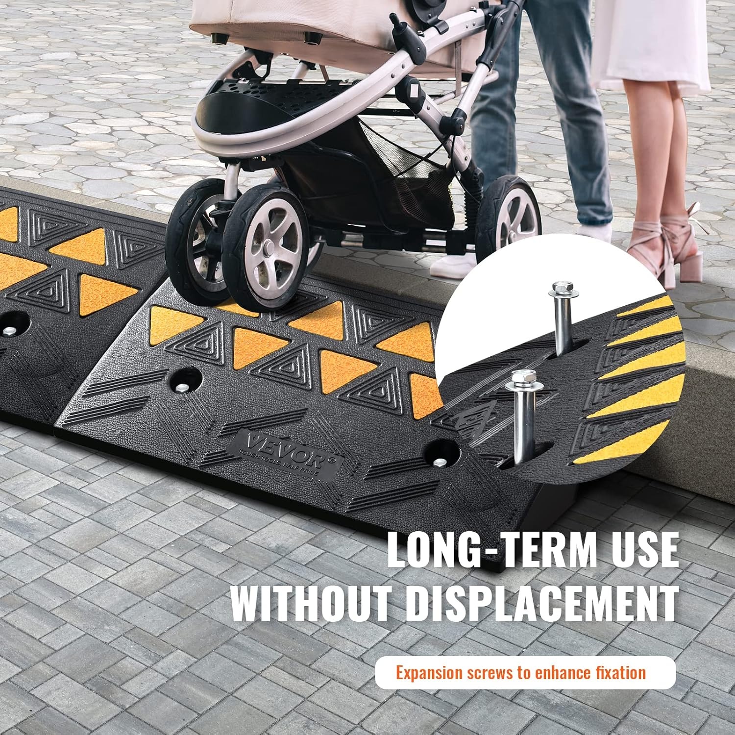 image:imageVEVOR Rubber Curb Ramp 5 Rise Height 2 Pack HeavyDuty 33069 lbs15 T Capacity Threshold Ramps Rubber Driveway Ramps for Cars Carts Dollies Motorcycle Bikes Wheelchairs43 H