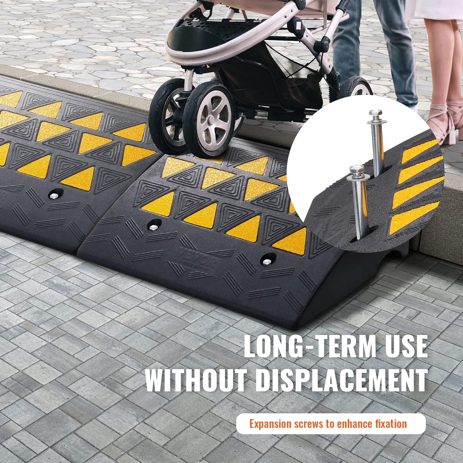image:imageVEVOR Rubber Curb Ramp 5 Rise Height 2 Pack HeavyDuty 33069 lbs15 T Capacity Threshold Ramps Rubber Driveway Ramps for Cars Carts Dollies Motorcycle Bikes Wheelchairs6 H