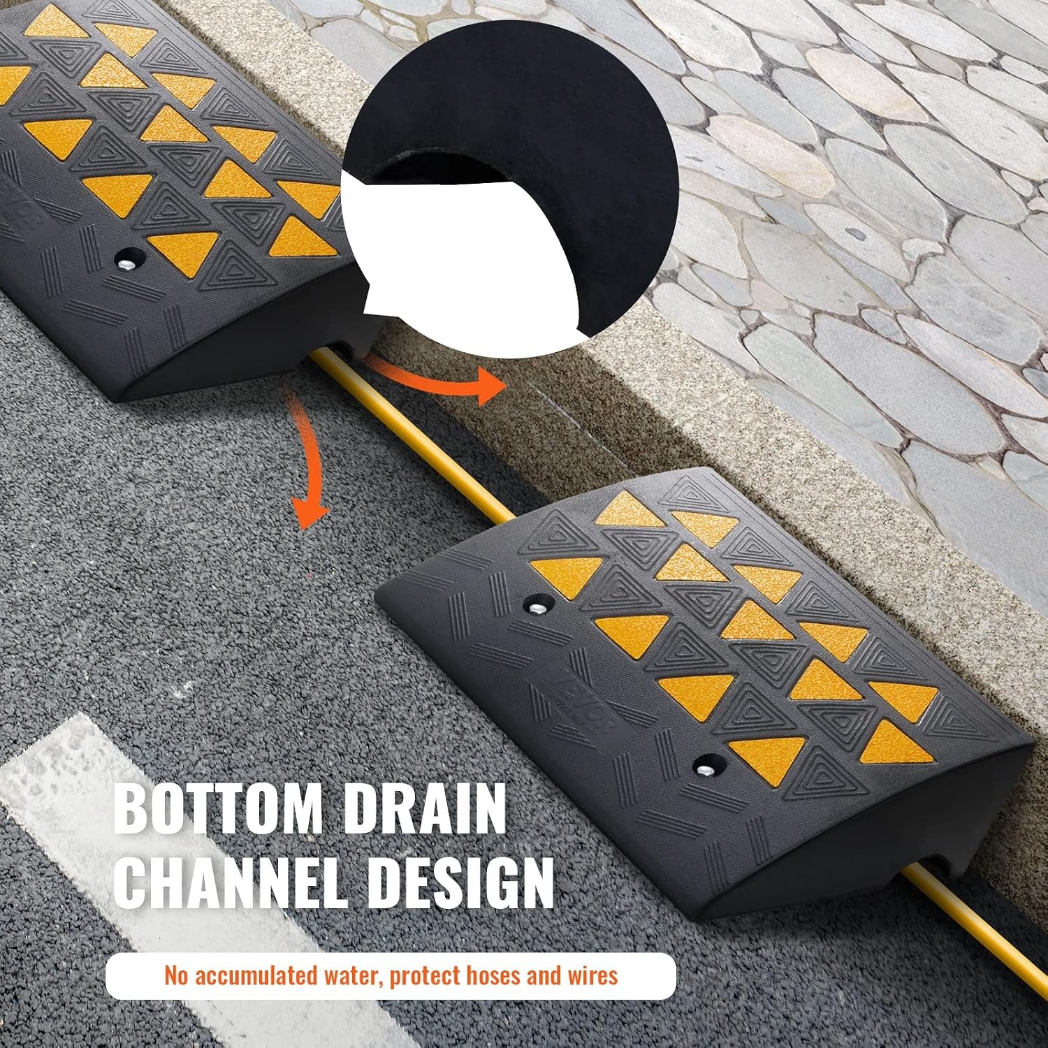 image:imageVEVOR Rubber Curb Ramp 5 Rise Height 2 Pack HeavyDuty 33069 lbs15 T Capacity Threshold Ramps Rubber Driveway Ramps for Cars Carts Dollies Motorcycle Bikes Wheelchairs6 H