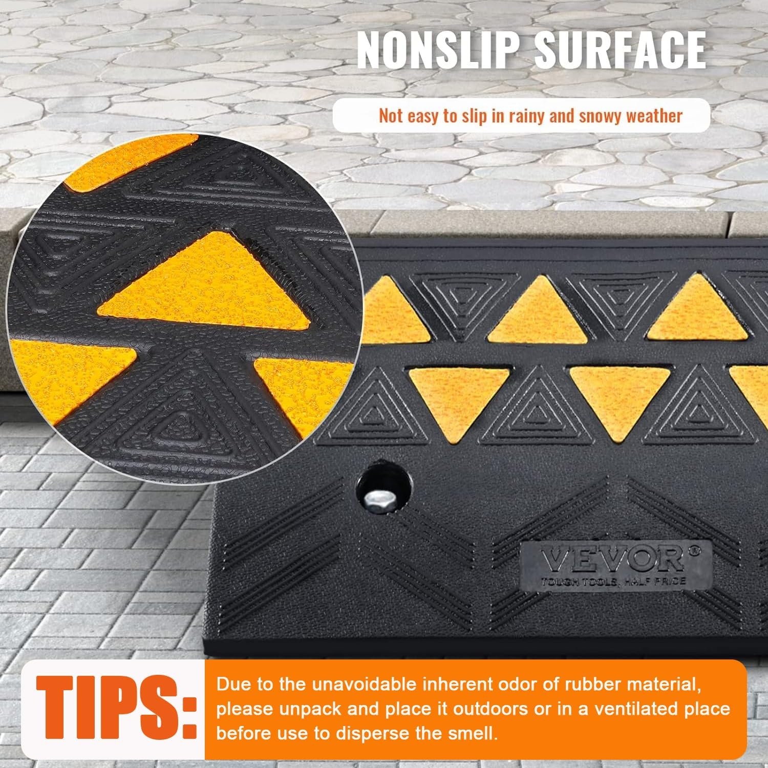 image:imageVEVOR Rubber Curb Ramp 5 Rise Height 2 Pack HeavyDuty 33069 lbs15 T Capacity Threshold Ramps Rubber Driveway Ramps for Cars Carts Dollies Motorcycle Bikes Wheelchairs5 H