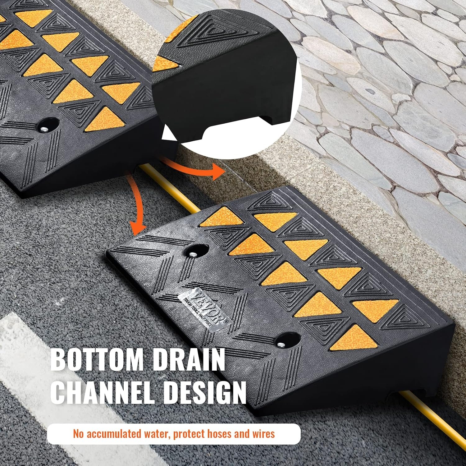 image:imageVEVOR Rubber Curb Ramp 5 Rise Height 2 Pack HeavyDuty 33069 lbs15 T Capacity Threshold Ramps Rubber Driveway Ramps for Cars Carts Dollies Motorcycle Bikes Wheelchairs43 H