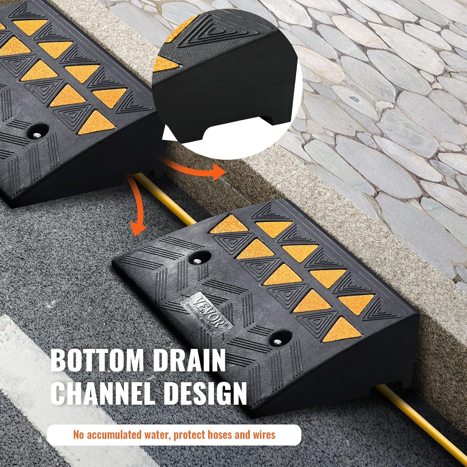 image:imageVEVOR Rubber Curb Ramp 5 Rise Height 2 Pack HeavyDuty 33069 lbs15 T Capacity Threshold Ramps Rubber Driveway Ramps for Cars Carts Dollies Motorcycle Bikes Wheelchairs5 H
