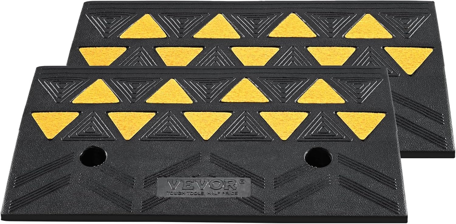 image:imageVEVOR Rubber Curb Ramp 5 Rise Height 2 Pack HeavyDuty 33069 lbs15 T Capacity Threshold Ramps Rubber Driveway Ramps for Cars Carts Dollies Motorcycle Bikes Wheelchairs43 H