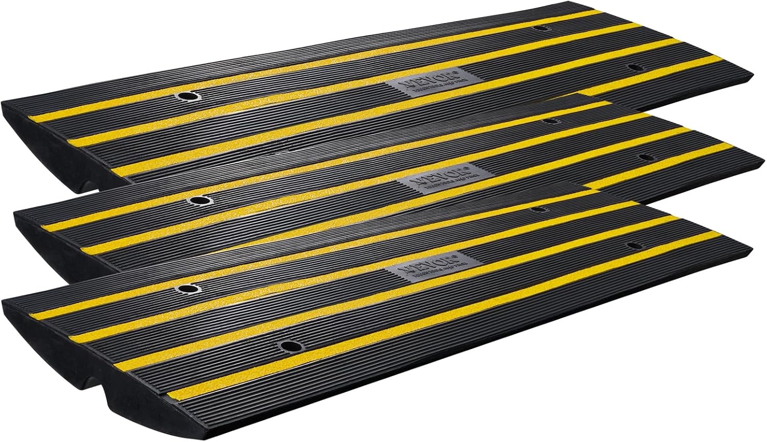 image:imageVEVOR Rubber Curb Ramp for Driveway 3 Pack 15T Heavy Duty Sidewalk Curb Ramp 48 Lx26 H Bridge Ramp for Garage for Low Cars Wheelchairs LOA 12 FT26 Rise 3Pack 48 L