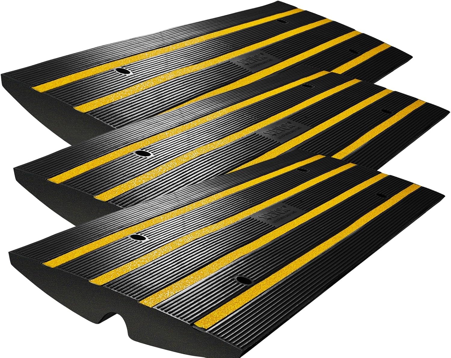 image:imageVEVOR Rubber Curb Ramp for Driveway 3 Pack 15T Heavy Duty Sidewalk Curb Ramp 48 Lx26 H Bridge Ramp for Garage for Low Cars Wheelchairs LOA 12 FT26 Rise 3Pack 48 L