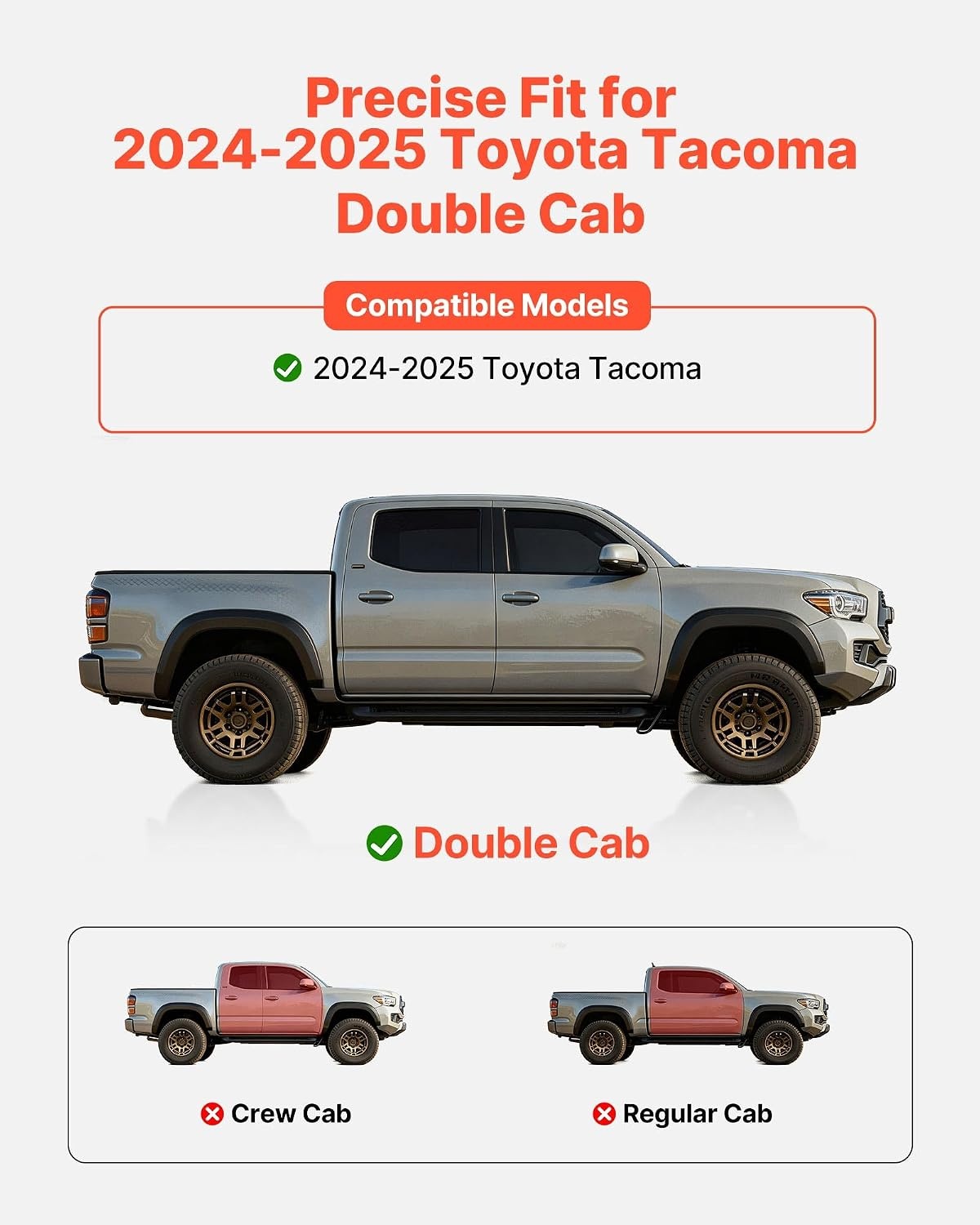 image:imageVEVOR Running Boards 4 Inches Side Steps Compatible with 20152025 Chevy ColoradoGMC Canyon Crew Cab Black Carbon Steel Nerf Bars 550 lbs Load Capacity NonSlip Surface with Rustproof Coating2425 Tacoma Double Cab