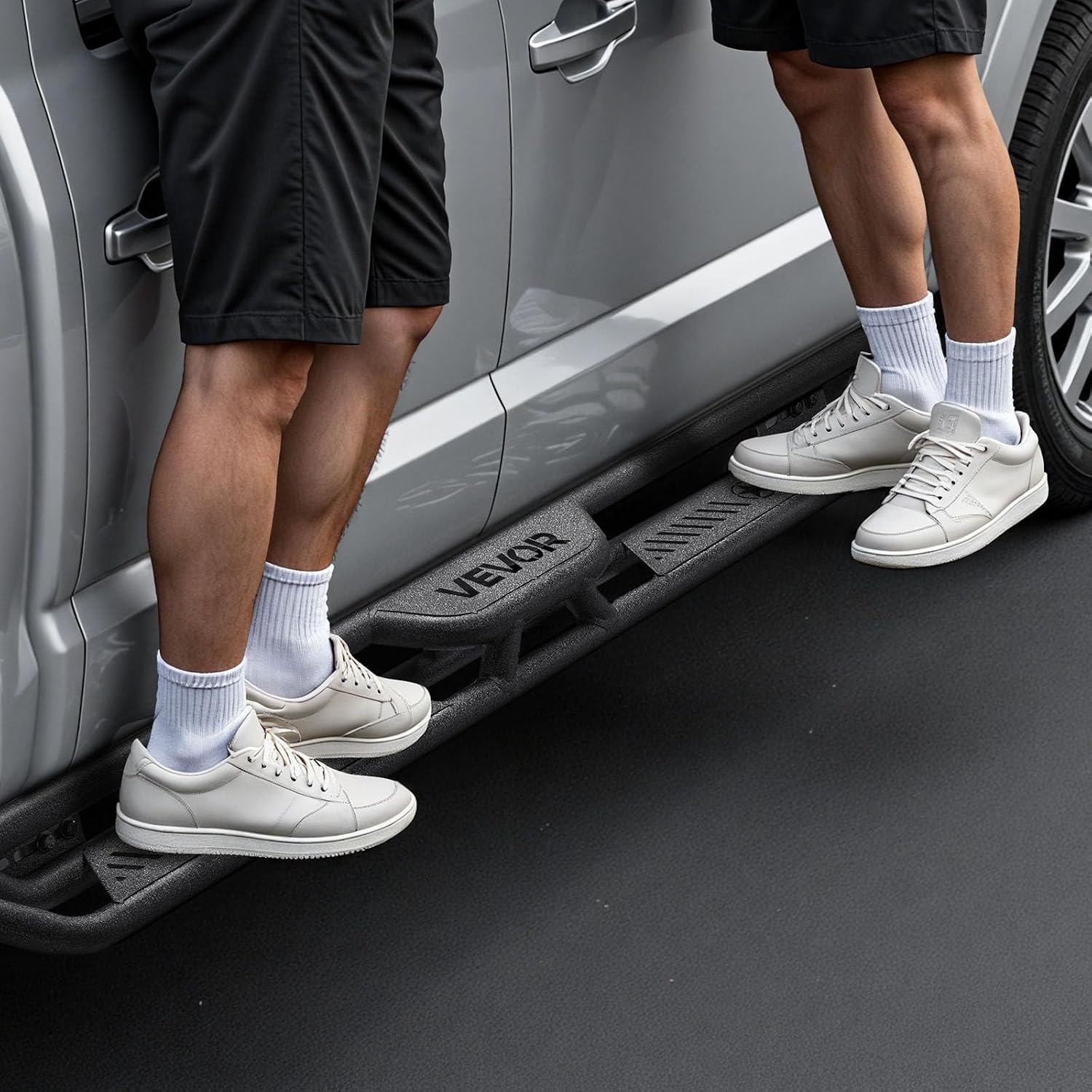 image:imageVEVOR Running Boards 4 Inches Side Steps Compatible with 20152025 Chevy ColoradoGMC Canyon Crew Cab Black Carbon Steel Nerf Bars 550 lbs Load Capacity NonSlip Surface with Rustproof Coating1925 Ram 1500 Crew Cab
