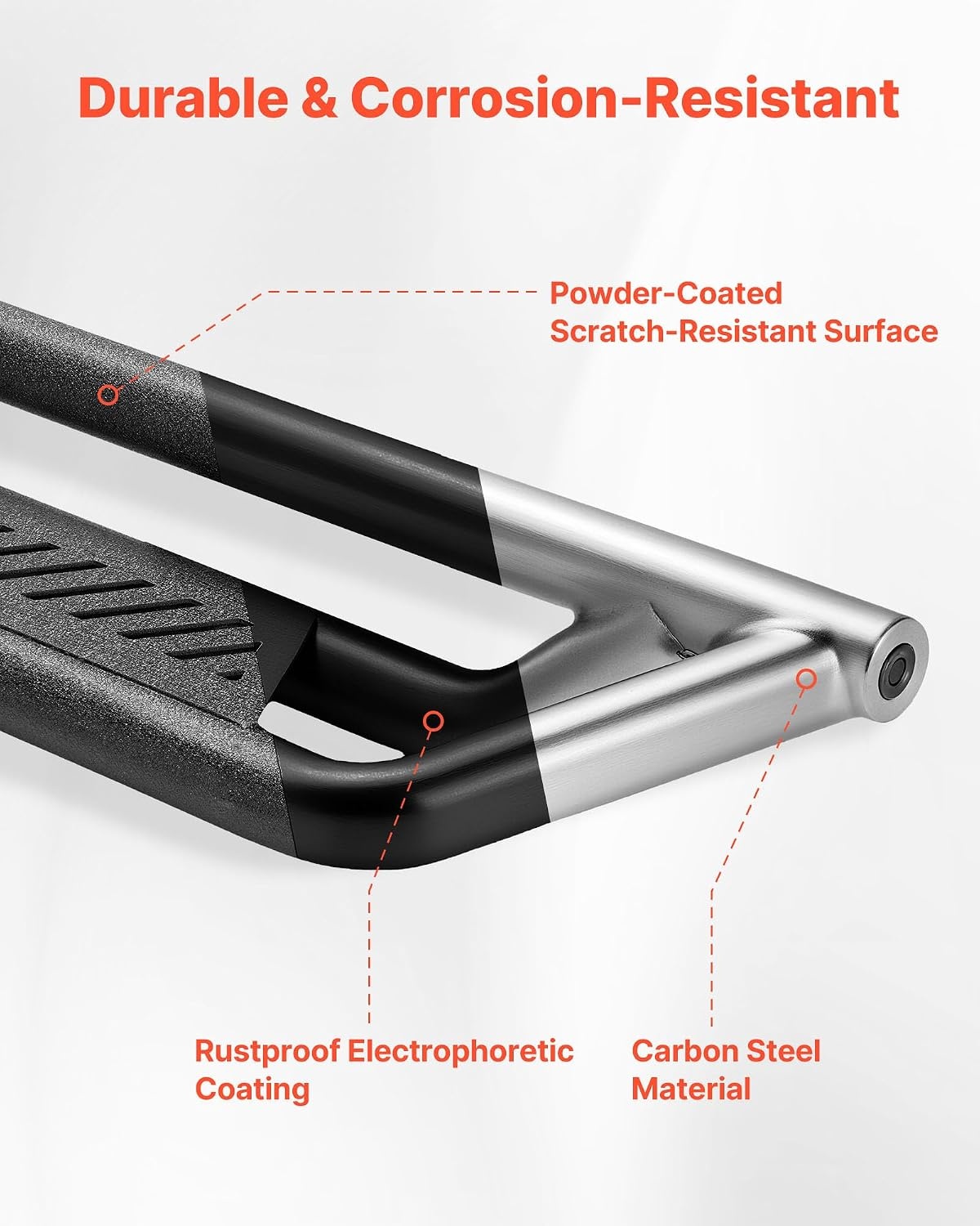 image:imageVEVOR Running Boards 4 Inches Side Steps Compatible with 20152025 Chevy ColoradoGMC Canyon Crew Cab Black Carbon Steel Nerf Bars 550 lbs Load Capacity NonSlip Surface with Rustproof Coating2425 Tacoma Double Cab