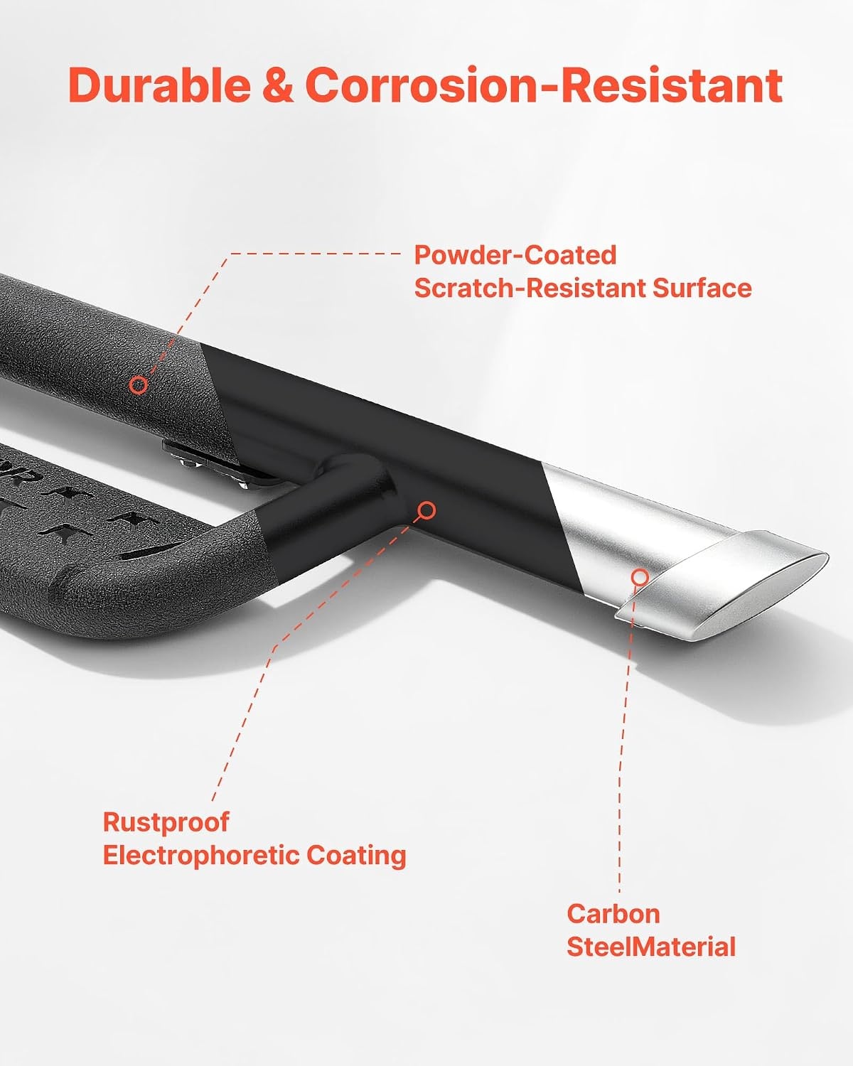 image:imageVEVOR Running Boards 4 Inches Side Steps Compatible with 20152025 Chevy ColoradoGMC Canyon Crew Cab Black Carbon Steel Nerf Bars 550 lbs Load Capacity NonSlip Surface with Rustproof Coating2425 Tacoma Double Cab