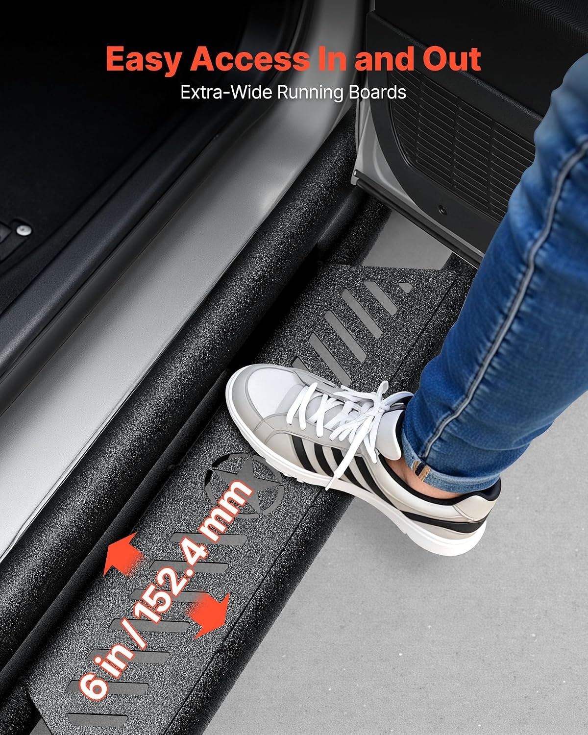 image:imageVEVOR Running Boards 4 Inches Side Steps Compatible with 20152025 Chevy ColoradoGMC Canyon Crew Cab Black Carbon Steel Nerf Bars 550 lbs Load Capacity NonSlip Surface with Rustproof Coating2425 Tacoma Double Cab