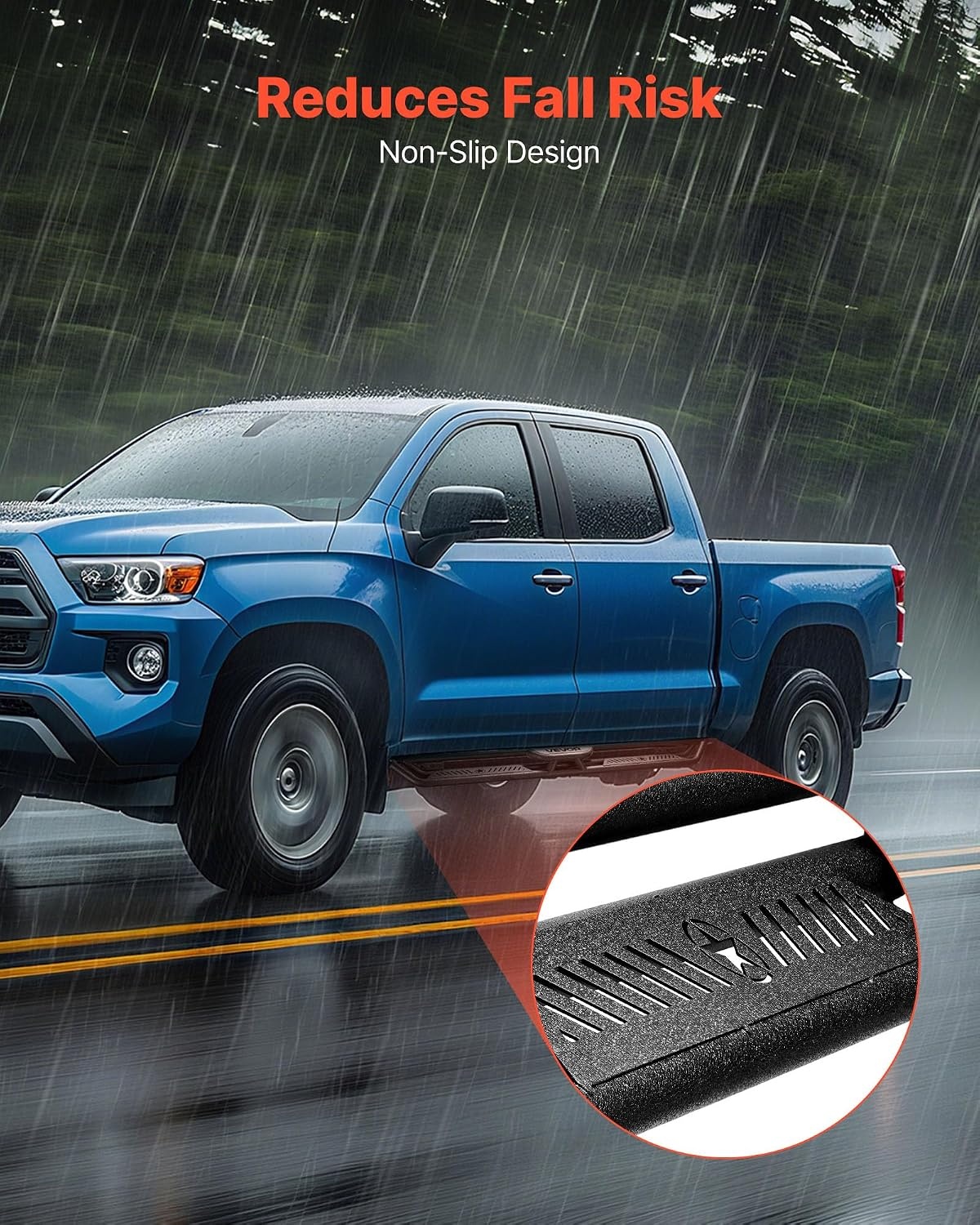 image:imageVEVOR Running Boards 4 Inches Side Steps Compatible with 20152025 Chevy ColoradoGMC Canyon Crew Cab Black Carbon Steel Nerf Bars 550 lbs Load Capacity NonSlip Surface with Rustproof Coating0918 Ram 1500 Crew Cab