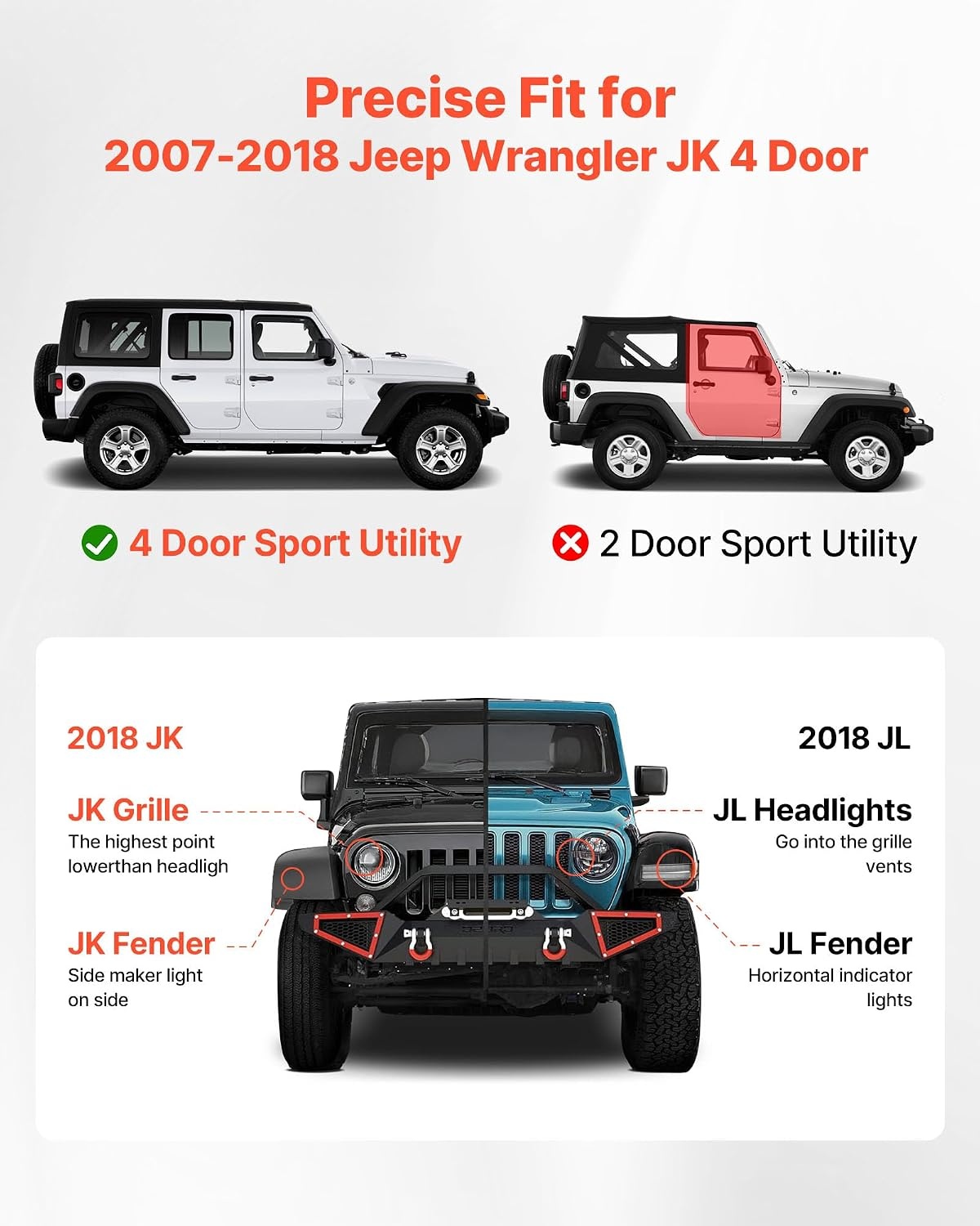 image:imageVEVOR Running Boards 4 Inches Side Steps Compatible with 20152025 Chevy ColoradoGMC Canyon Crew Cab Black Carbon Steel Nerf Bars 550 lbs Load Capacity NonSlip Surface with Rustproof Coating0718 Jeep Wrangler JK 4 Door