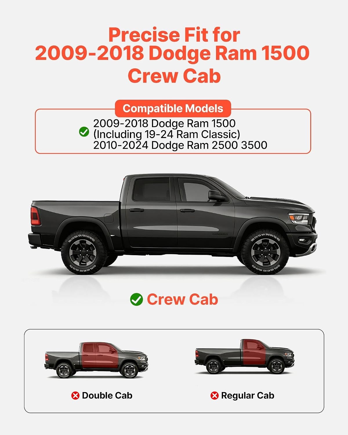 image:imageVEVOR Running Boards 4 Inches Side Steps Compatible with 20152025 Chevy ColoradoGMC Canyon Crew Cab Black Carbon Steel Nerf Bars 550 lbs Load Capacity NonSlip Surface with Rustproof Coating0918 Ram 1500 Crew Cab