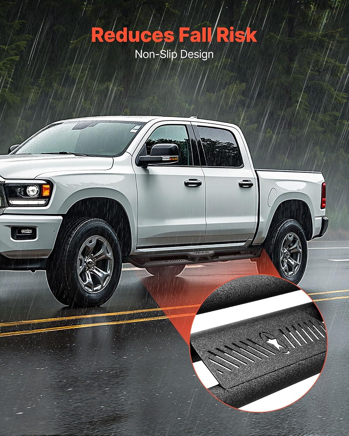 image:imageVEVOR Running Boards 4 Inches Side Steps Compatible with 20152025 Chevy ColoradoGMC Canyon Crew Cab Black Carbon Steel Nerf Bars 550 lbs Load Capacity NonSlip Surface with Rustproof Coating1925 Ram 1500 Crew Cab