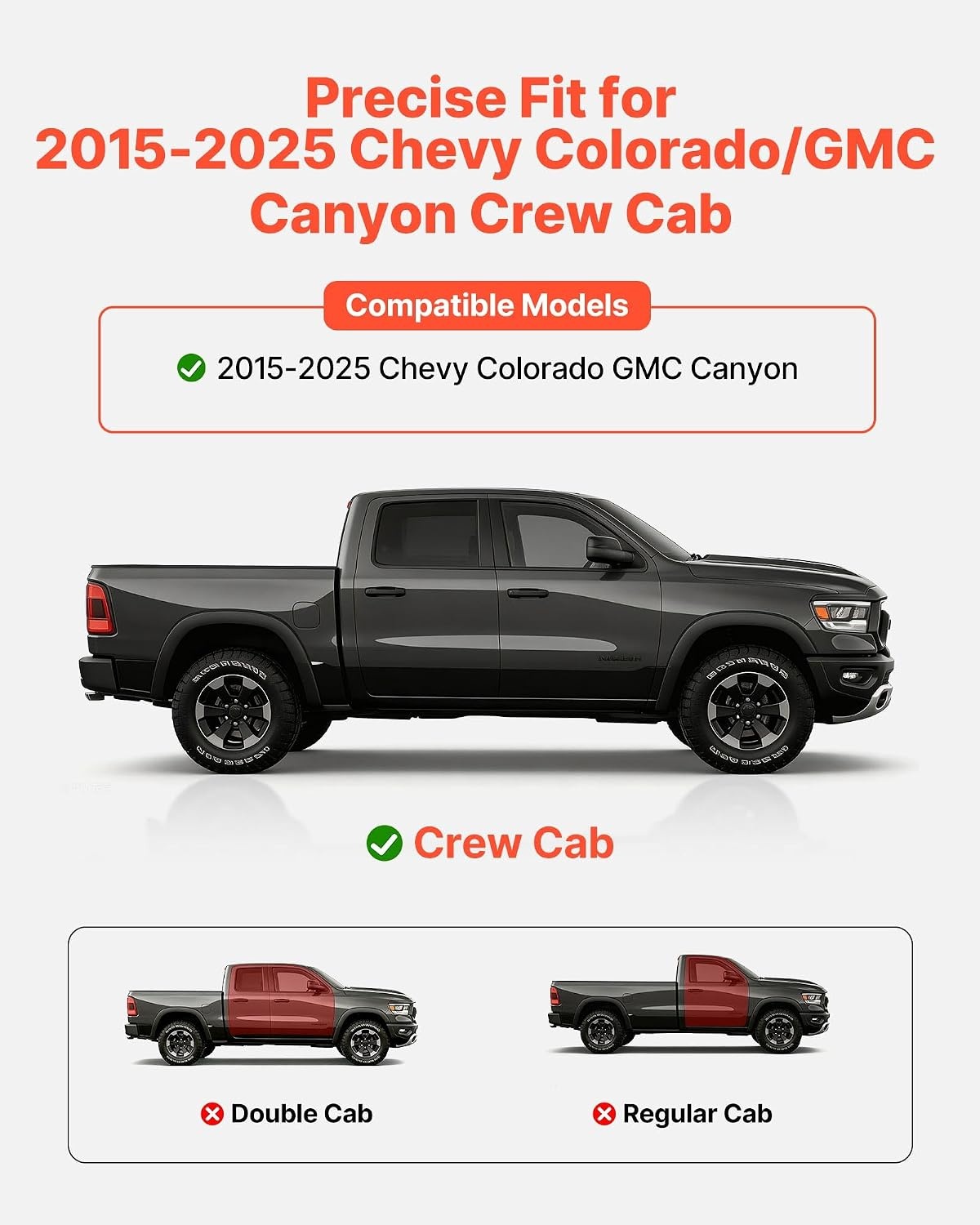 image:imageVEVOR Running Boards 4 Inches Side Steps Compatible with 20152025 Chevy ColoradoGMC Canyon Crew Cab Black Carbon Steel Nerf Bars 550 lbs Load Capacity NonSlip Surface with Rustproof Coating1525 ColoradoCanyon Crew Cab
