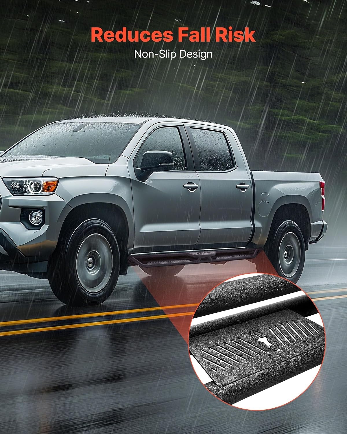 image:imageVEVOR Running Boards 4 Inches Side Steps Compatible with 20152025 Chevy ColoradoGMC Canyon Crew Cab Black Carbon Steel Nerf Bars 550 lbs Load Capacity NonSlip Surface with Rustproof Coating1525 ColoradoCanyon Crew Cab