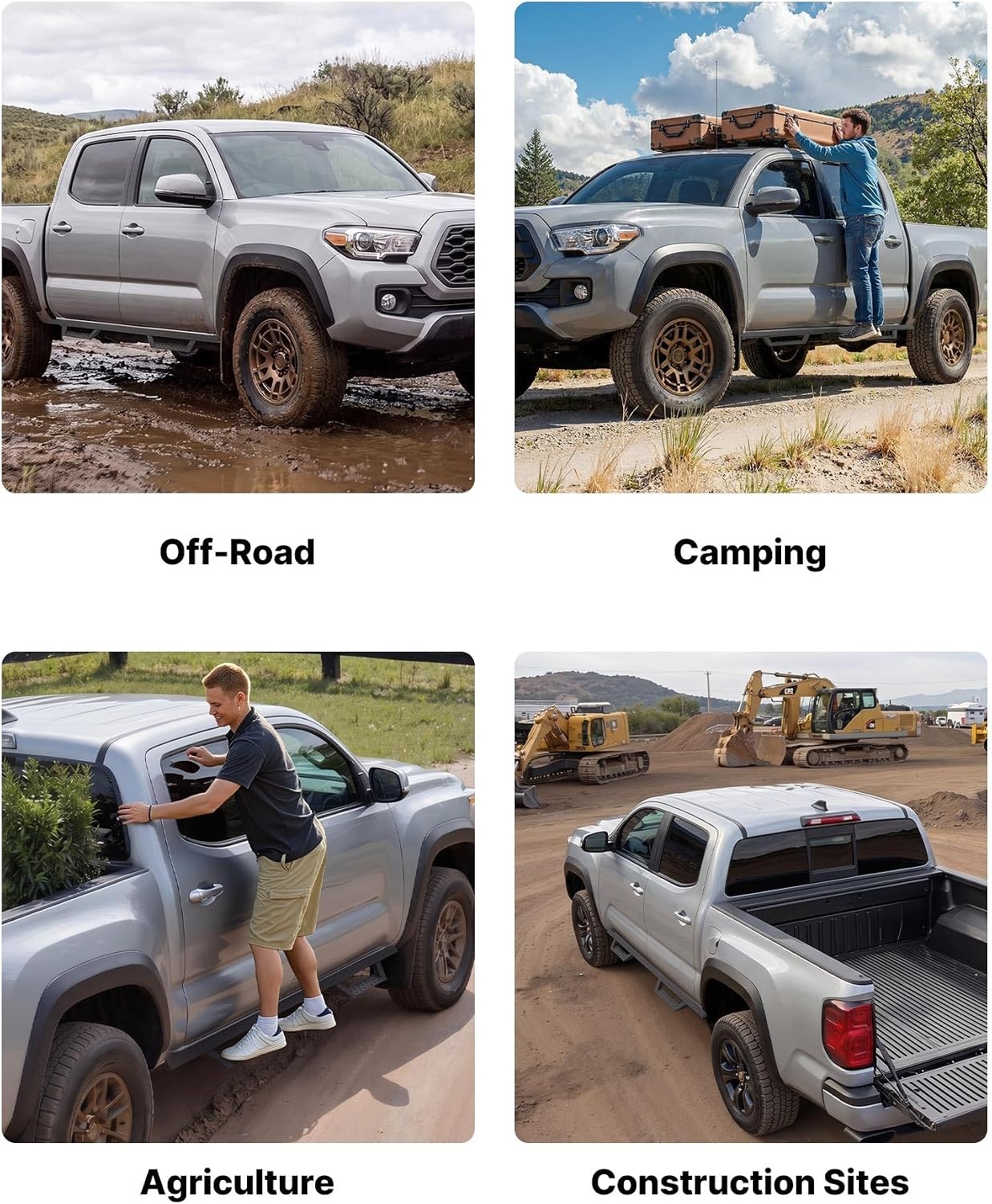 image:imageVEVOR Running Boards 4 Inches Side Steps Compatible with 20152025 Chevy ColoradoGMC Canyon Crew Cab Black Carbon Steel Nerf Bars 550 lbs Load Capacity NonSlip Surface with Rustproof Coating0523 Tacoma Double Cab