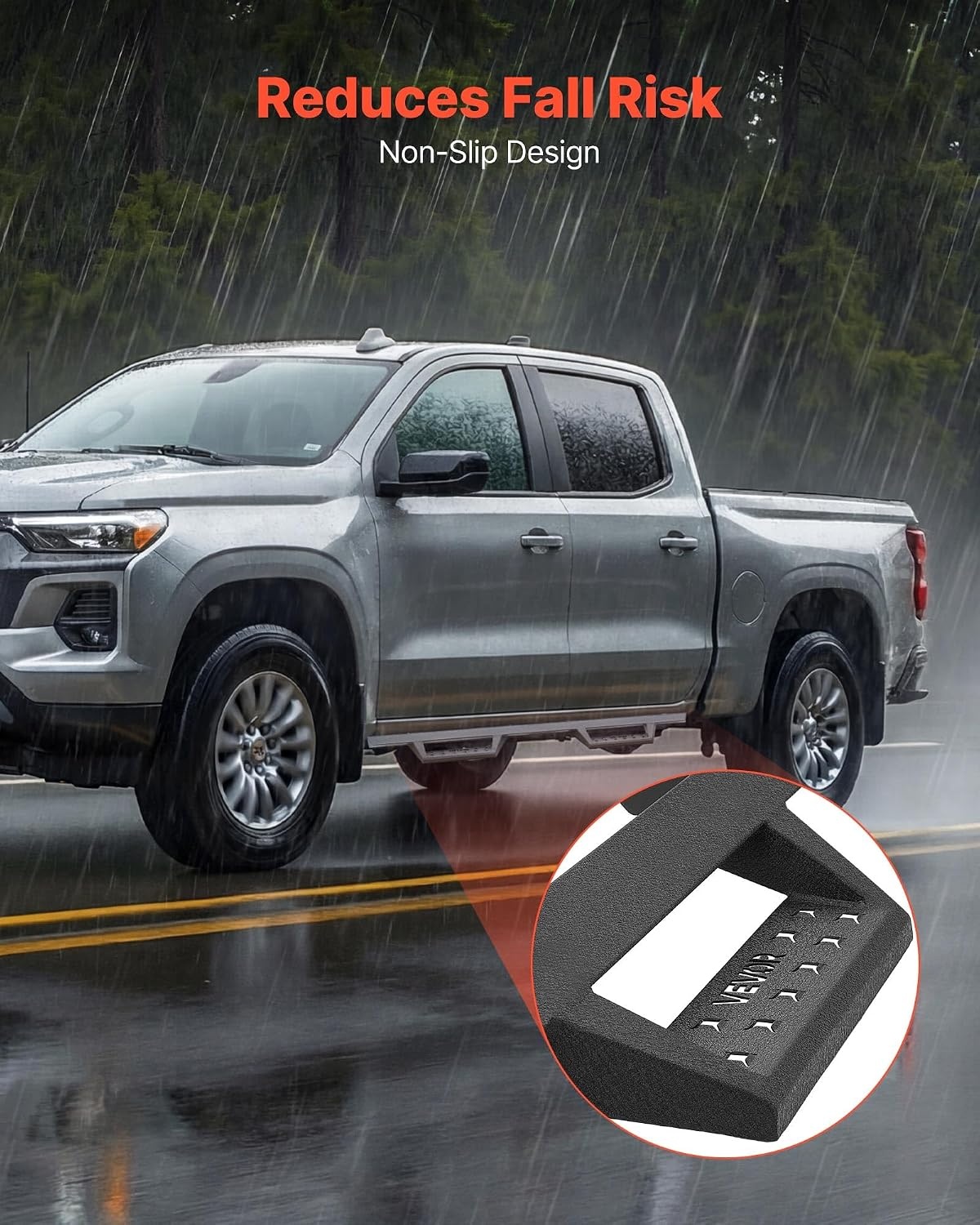 image:imageVEVOR Running Boards 4 Inches Side Steps Compatible with 20152025 Chevy ColoradoGMC Canyon Crew Cab Black Carbon Steel Nerf Bars 550 lbs Load Capacity NonSlip Surface with Rustproof Coating1525 ColoradoCanyon Crew Cab