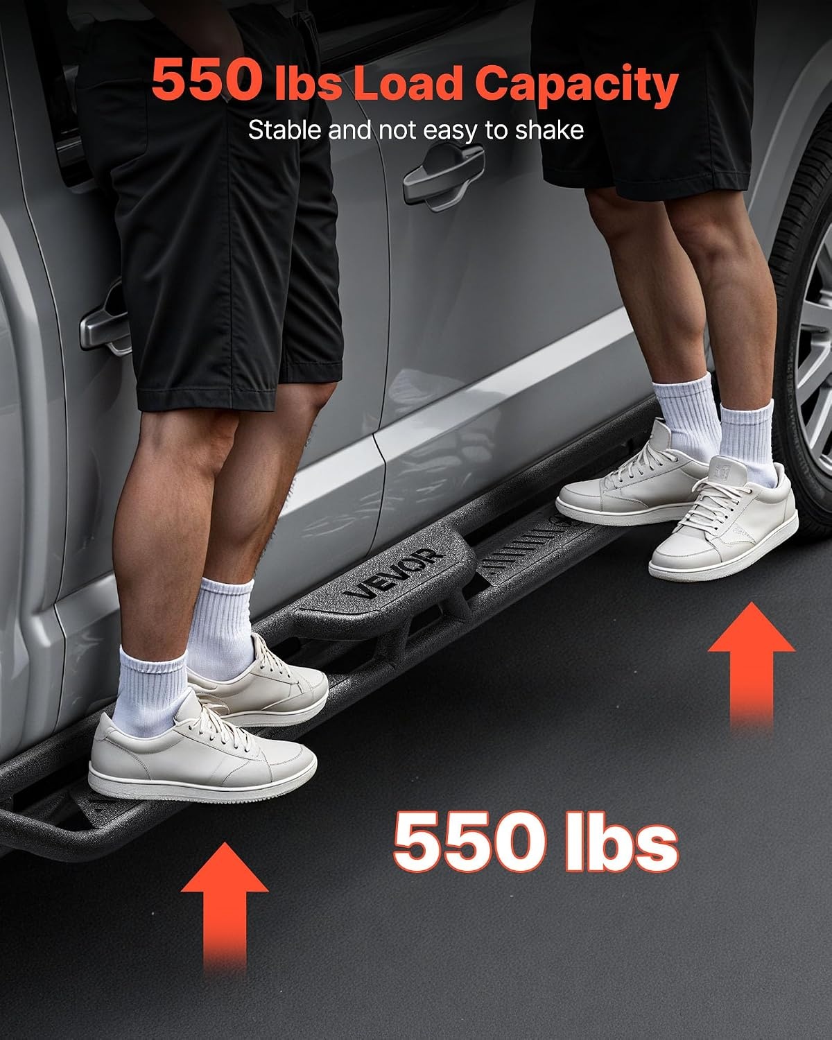 image:imageVEVOR Running Boards 4 Inches Side Steps Compatible with 20152025 Chevy ColoradoGMC Canyon Crew Cab Black Carbon Steel Nerf Bars 550 lbs Load Capacity NonSlip Surface with Rustproof Coating1525 ColoradoCanyon Crew Cab