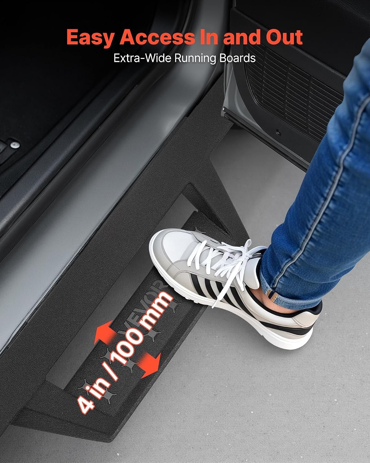 image:imageVEVOR Running Boards 4 Inches Side Steps Compatible with 20152025 Chevy ColoradoGMC Canyon Crew Cab Black Carbon Steel Nerf Bars 550 lbs Load Capacity NonSlip Surface with Rustproof Coating1525 ColoradoCanyon Crew Cab