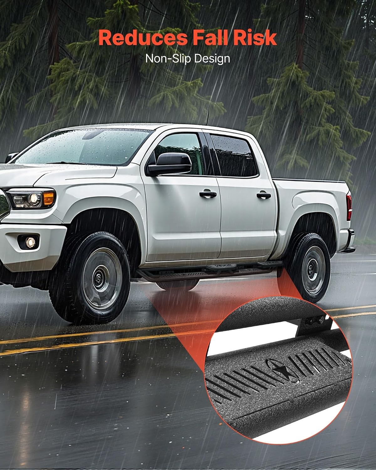image:imageVEVOR Running Boards 4 Inches Side Steps Compatible with 20152025 Chevy ColoradoGMC Canyon Crew Cab Black Carbon Steel Nerf Bars 550 lbs Load Capacity NonSlip Surface with Rustproof Coating2425 Tacoma Double Cab