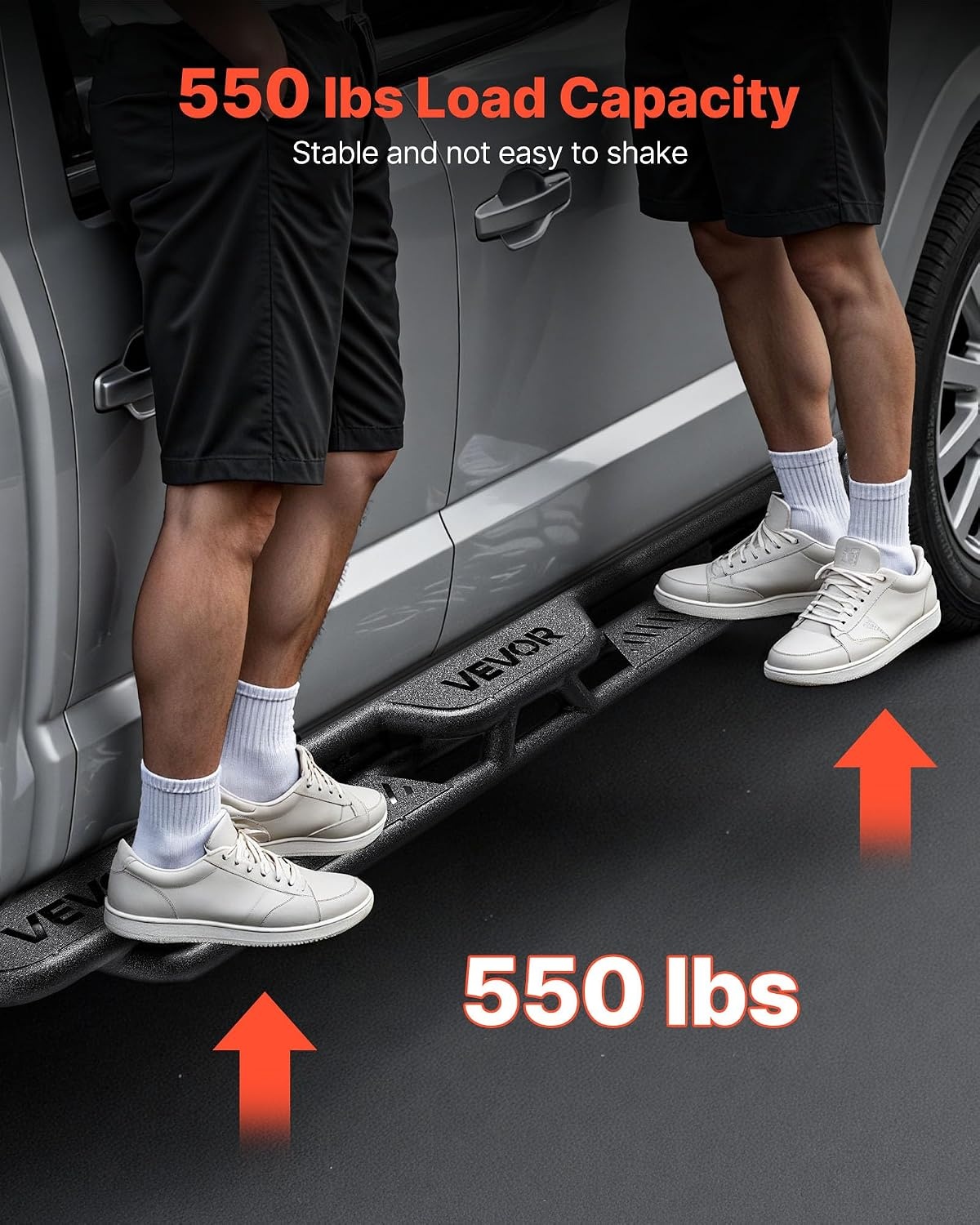 image:imageVEVOR Running Boards 4 Inches Side Steps Compatible with 20152025 Chevy ColoradoGMC Canyon Crew Cab Black Carbon Steel Nerf Bars 550 lbs Load Capacity NonSlip Surface with Rustproof Coating2425 Tacoma Double Cab