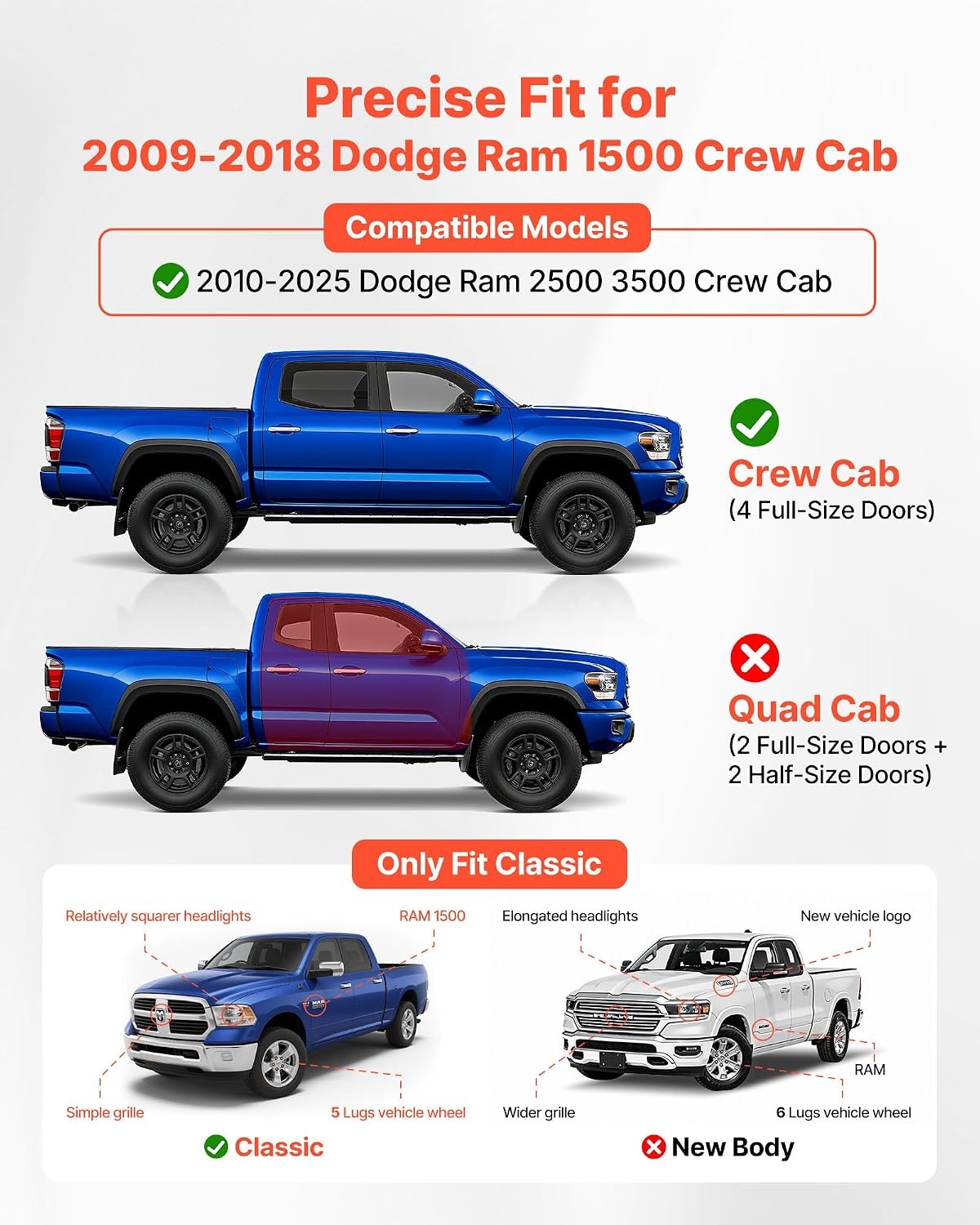 image:imageVEVOR Running Boards 4 Inches Side Steps Compatible with 20152025 Chevy ColoradoGMC Canyon Crew Cab Black Carbon Steel Nerf Bars 550 lbs Load Capacity NonSlip Surface with Rustproof Coating0918 Ram 1500 Crew Cab