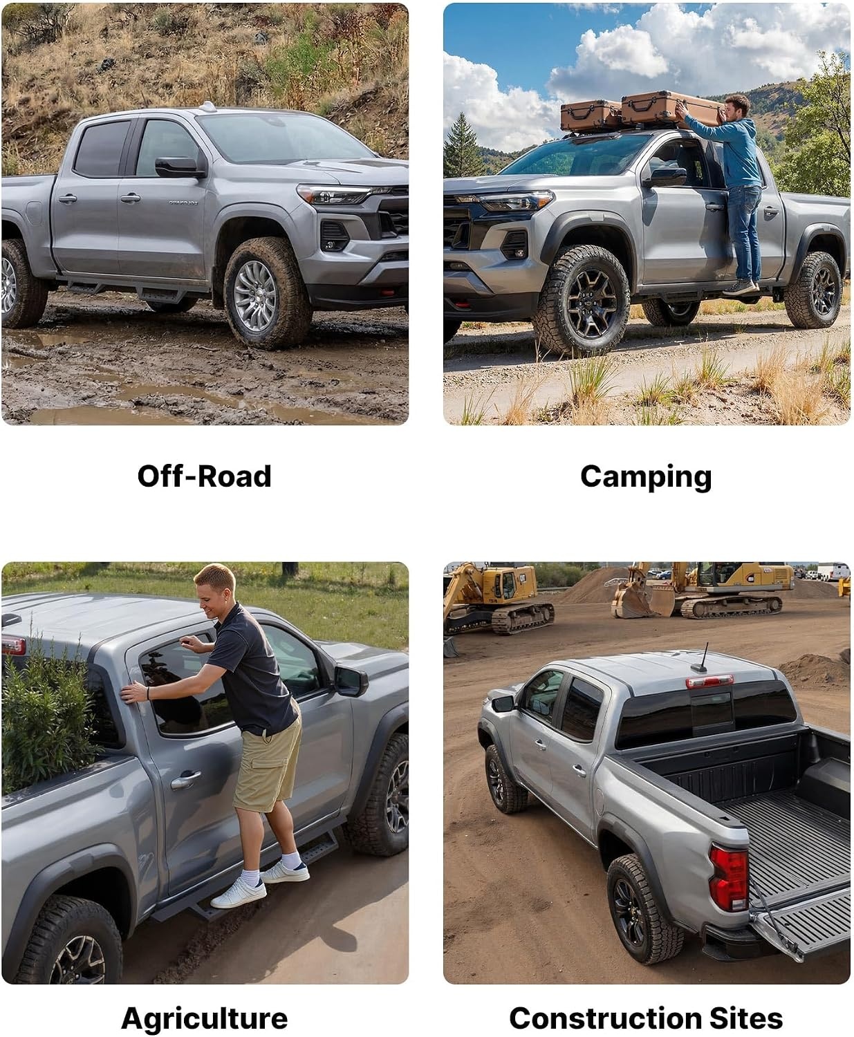 image:imageVEVOR Running Boards 4 Inches Side Steps Compatible with 20152025 Chevy ColoradoGMC Canyon Crew Cab Black Carbon Steel Nerf Bars 550 lbs Load Capacity NonSlip Surface with Rustproof Coating1525 ColoradoCanyon Crew Cab