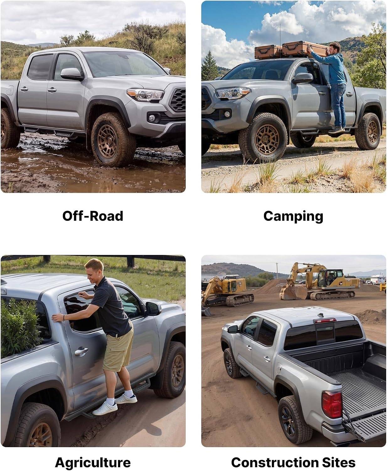 image:imageVEVOR Running Boards 4 Inches Side Steps Compatible with 20152025 Chevy ColoradoGMC Canyon Crew Cab Black Carbon Steel Nerf Bars 550 lbs Load Capacity NonSlip Surface with Rustproof Coating2425 Tacoma Double Cab