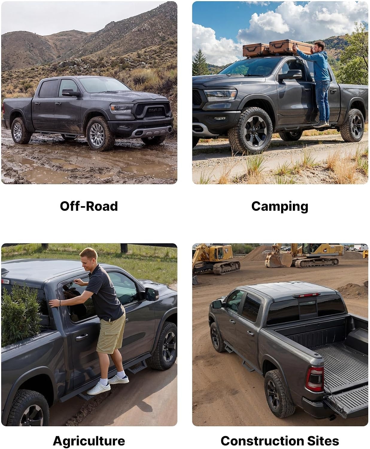 image:imageVEVOR Running Boards 4 Inches Side Steps Compatible with 20152025 Chevy ColoradoGMC Canyon Crew Cab Black Carbon Steel Nerf Bars 550 lbs Load Capacity NonSlip Surface with Rustproof Coating0918 Ram 1500 Crew Cab