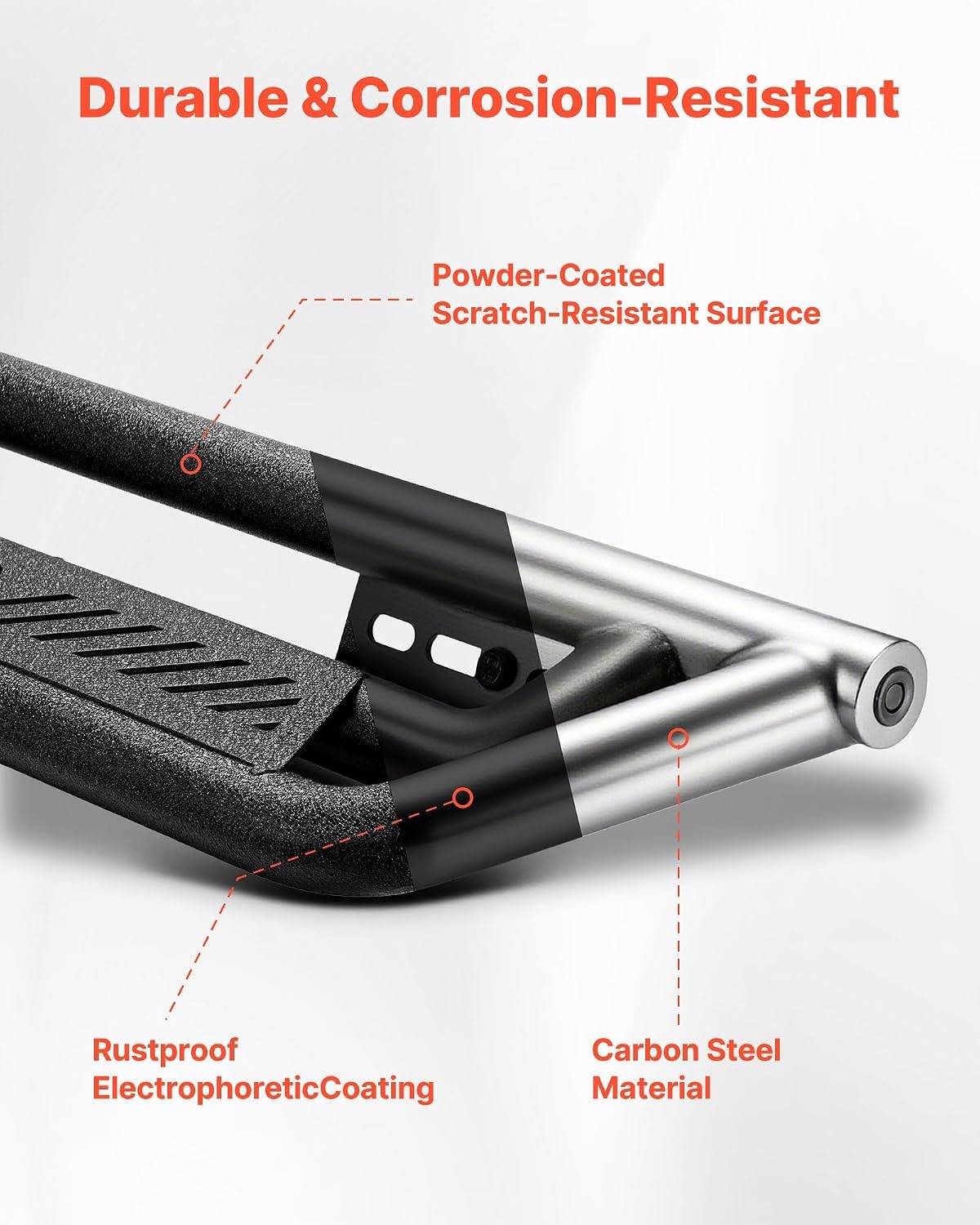 image:imageVEVOR Running Boards 4 Inches Side Steps Compatible with 20152025 Chevy ColoradoGMC Canyon Crew Cab Black Carbon Steel Nerf Bars 550 lbs Load Capacity NonSlip Surface with Rustproof Coating0918 Ram 1500 Crew Cab
