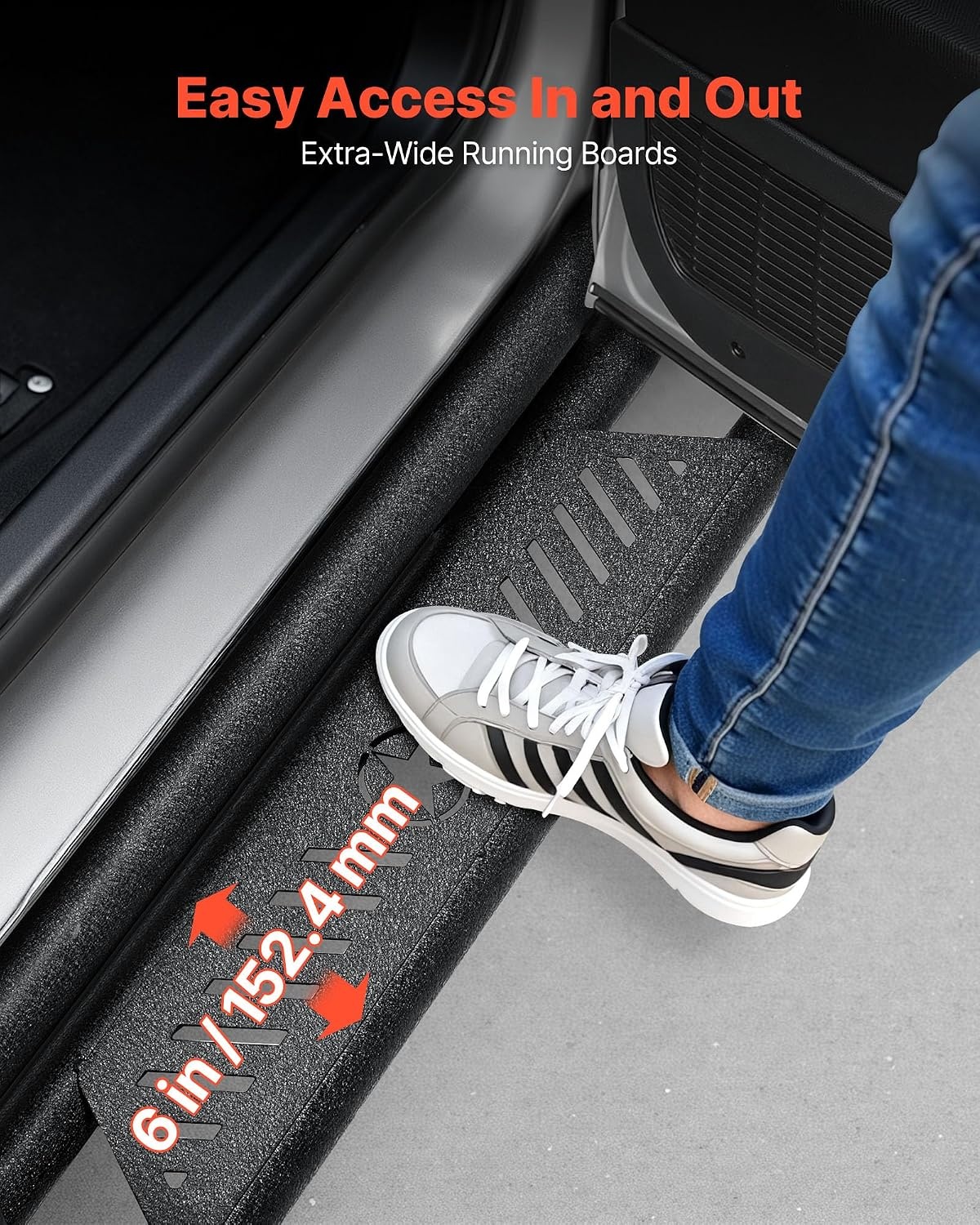 image:imageVEVOR Running Boards 4 Inches Side Steps Compatible with 20152025 Chevy ColoradoGMC Canyon Crew Cab Black Carbon Steel Nerf Bars 550 lbs Load Capacity NonSlip Surface with Rustproof Coating1925 Ram 1500 Crew Cab