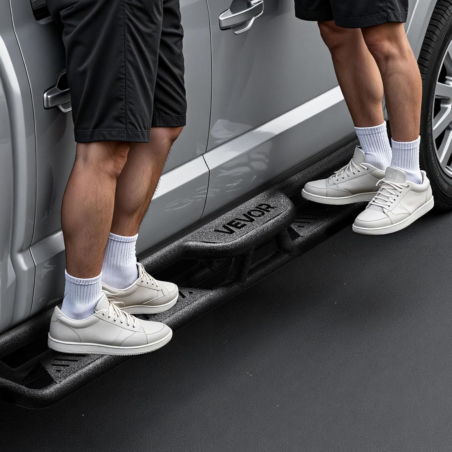 image:imageVEVOR Running Boards 4 Inches Side Steps Compatible with 20152025 Chevy ColoradoGMC Canyon Crew Cab Black Carbon Steel Nerf Bars 550 lbs Load Capacity NonSlip Surface with Rustproof Coating0718 Jeep Wrangler JK 4 Door