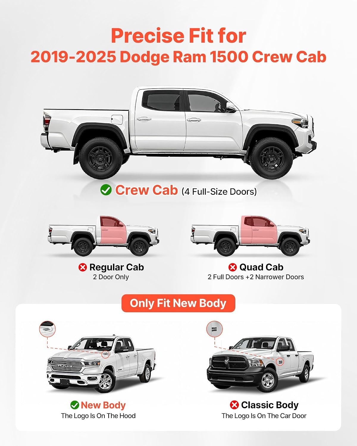 image:imageVEVOR Running Boards 4 Inches Side Steps Compatible with 20152025 Chevy ColoradoGMC Canyon Crew Cab Black Carbon Steel Nerf Bars 550 lbs Load Capacity NonSlip Surface with Rustproof Coating1925 Ram 1500 Crew Cab