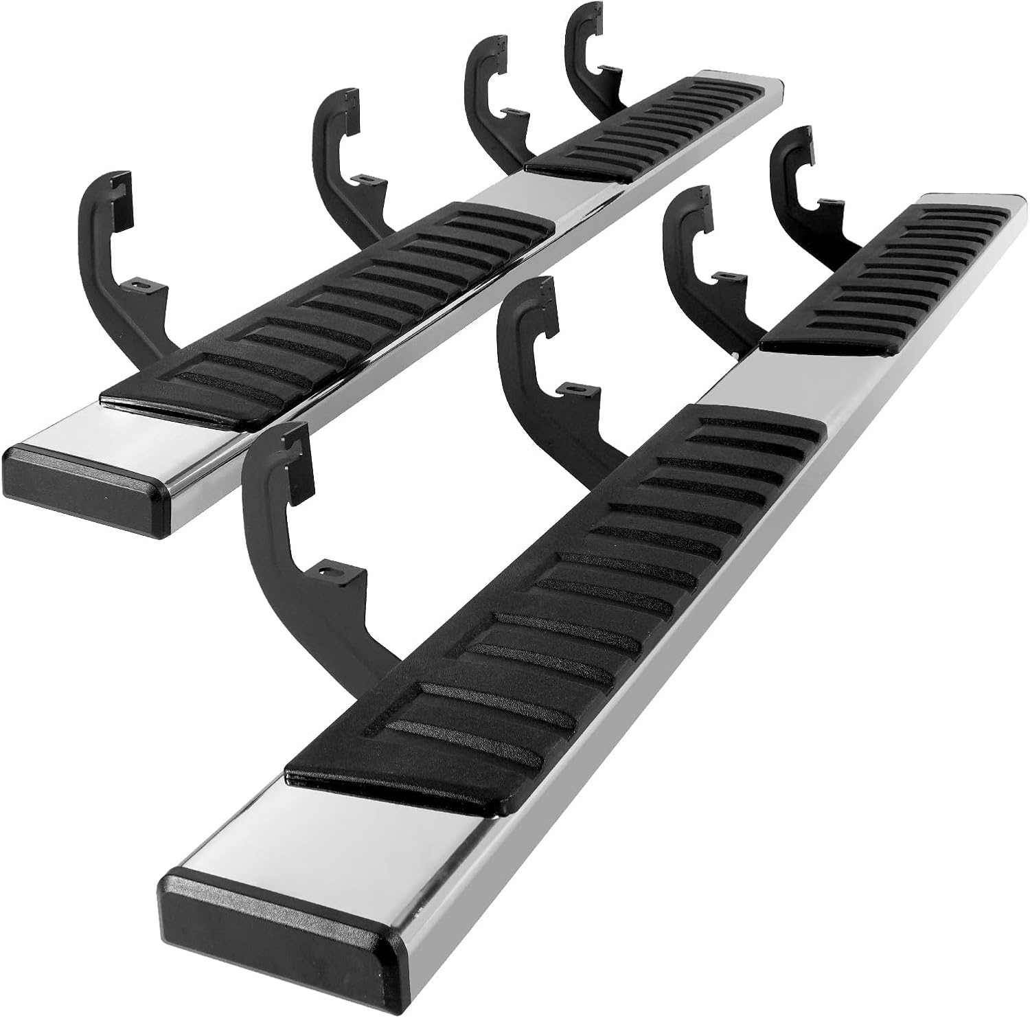 image:imageVEVOR Running Boards 6 Step Bars Compatible with 20192023 Chevy SilveradoGMC Sierra 1500 20202024 25003500HD Crew Cab 201 Stainless Steel Side Steps Nerf Bars 500LBS 2 Piecesilver