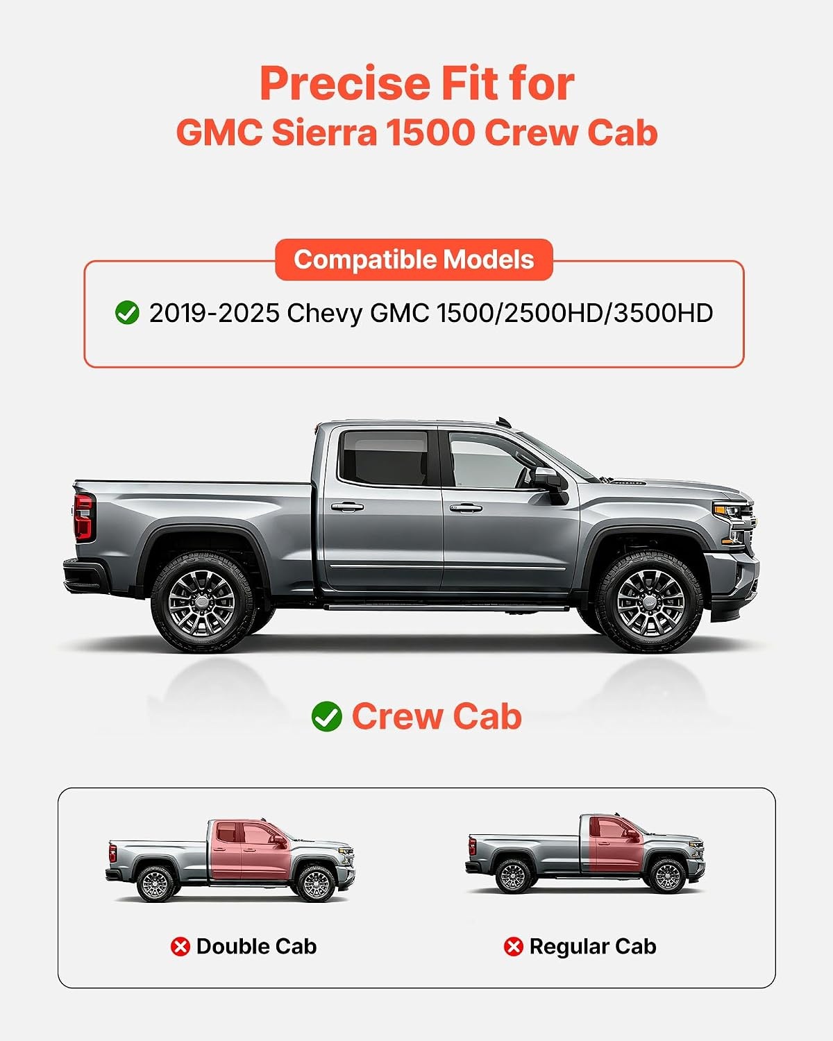 image:imageVEVOR Running Boards 6 Step Bars Compatible with 20192023 Chevy SilveradoGMC Sierra 1500 20202024 25003500HD Crew Cab 201 Stainless Steel Side Steps Nerf Bars 500LBS 2 Piece1925 Silverado 1500 Crew Cab