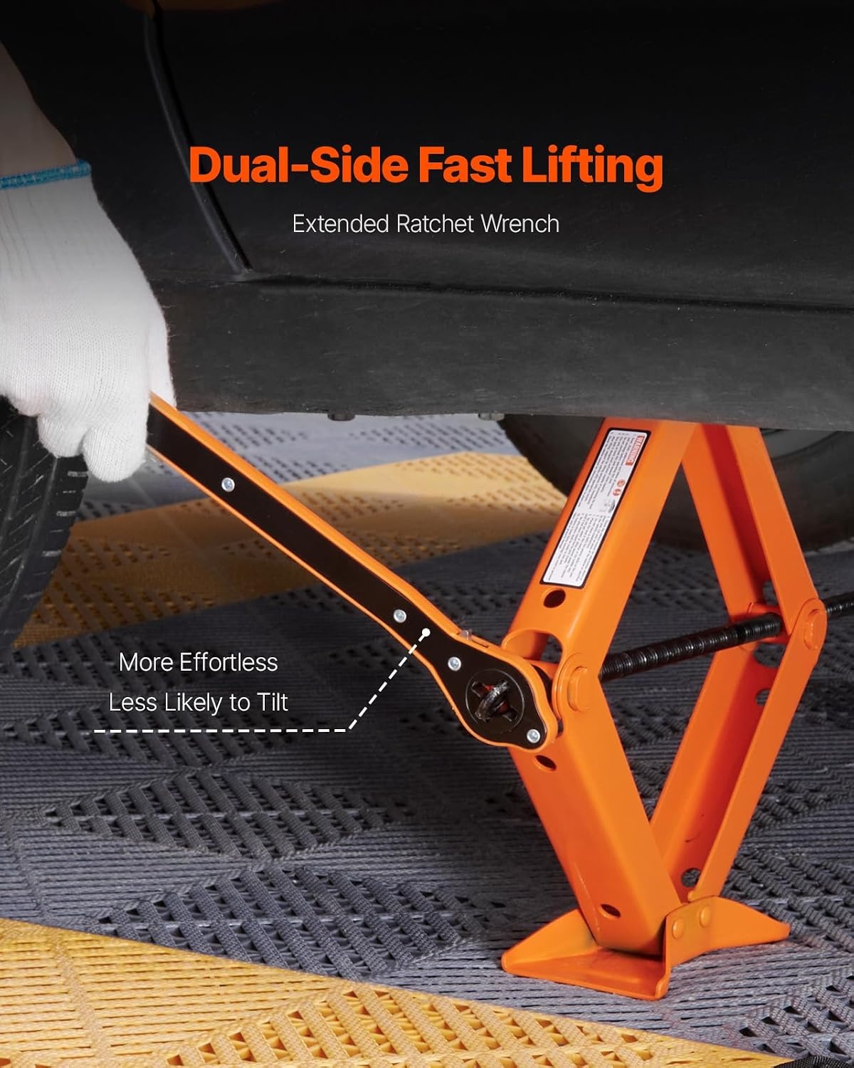 image:imageVEVOR Scissor Jack 25 Ton5512 lbs Scissor Car Jack with 37171 Lifting Range Heavy Duty Tire Changing Kit Includes Ratchet Wrench Lug Wrench amp Socket Fits Most Cars Trucks Sedans SUV MPVOrange