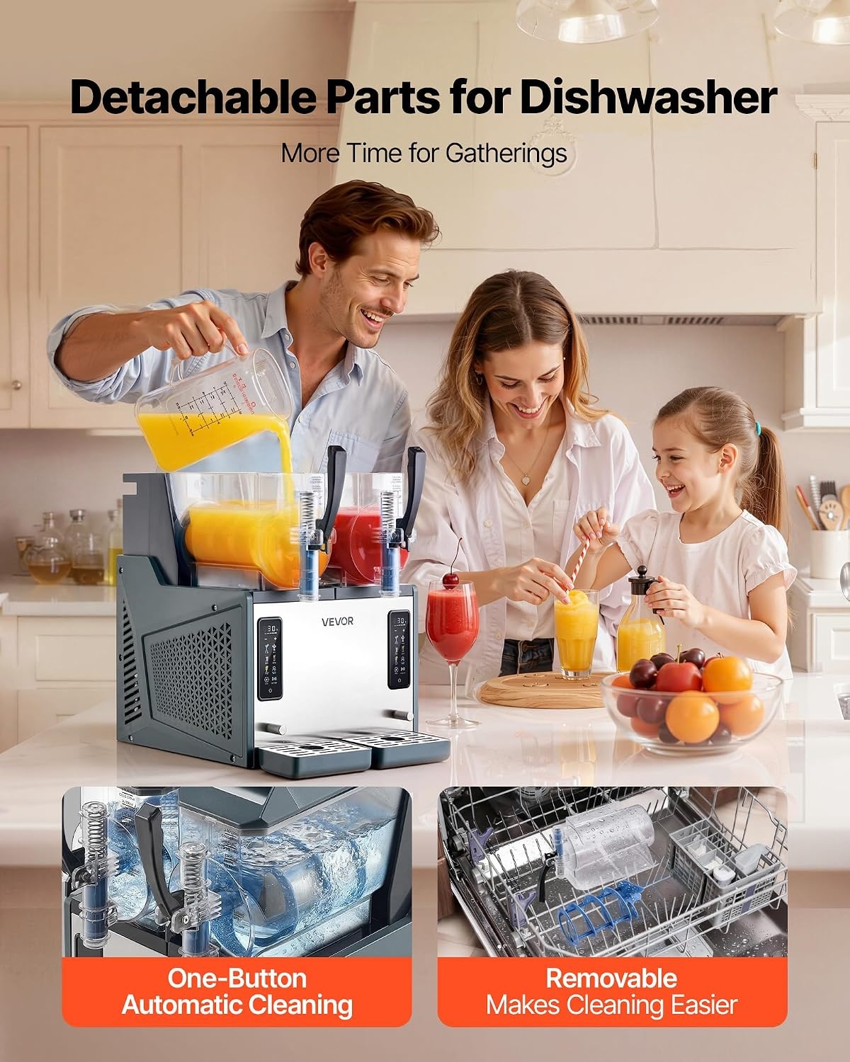image:imageVEVOR Slushie Machine 4L135oz x 2 Tank Slushy Machine for Home No Ice Needed Frozen Drink Maker Margarita Maker with SelfCleaning for Frozen Margaritas Frapps Milkshake amp More4Lx2